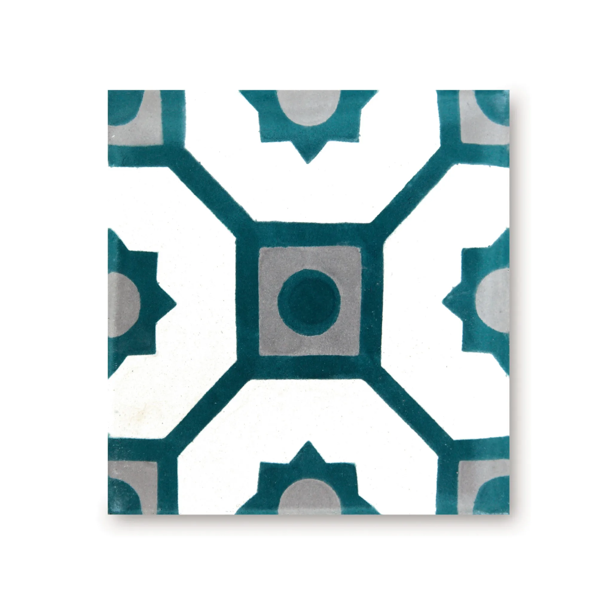 Zementfliese, weiß, grün, T 20 cm, B 20 cm