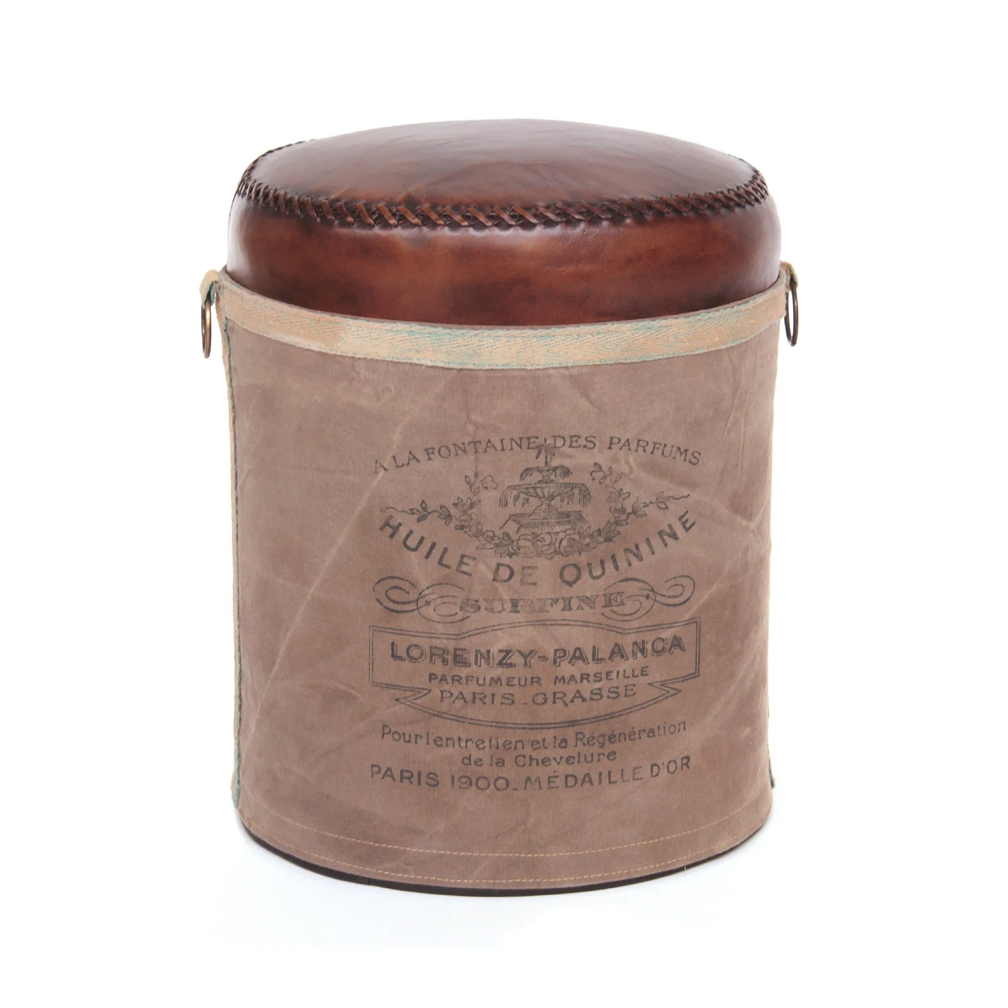 Hocker 'Huile de Quinine', hellbraun, braun, Ø 36 cm, H 46 cm