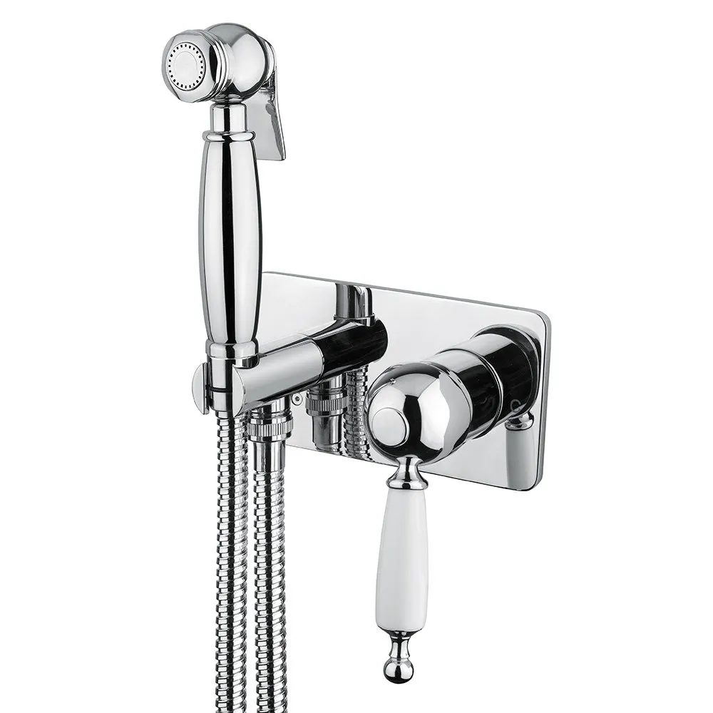 BUGNATESE OXFORD WANDMONTIERTE BIDET-BATTERIE MIT DUSCHHALTERUNG AUS CHROM