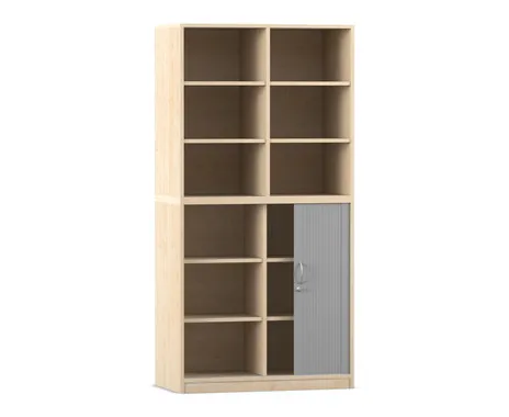 Flexeo Rollladenschrank, 12 Fächer, Mittelwand, Tür unten, Breite 94,4 cm