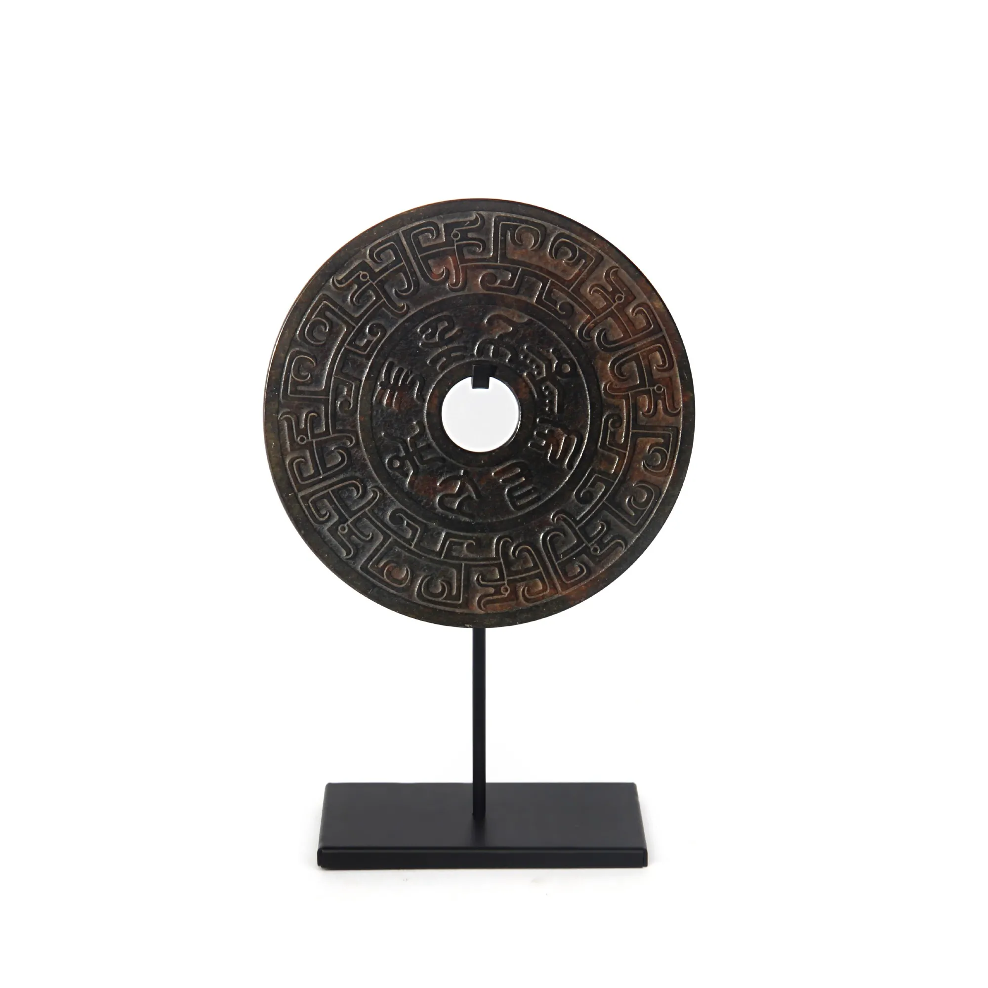 Jade Münzen auf Ständer, natur, T 20 cm, B 20 cm, H 31 cm