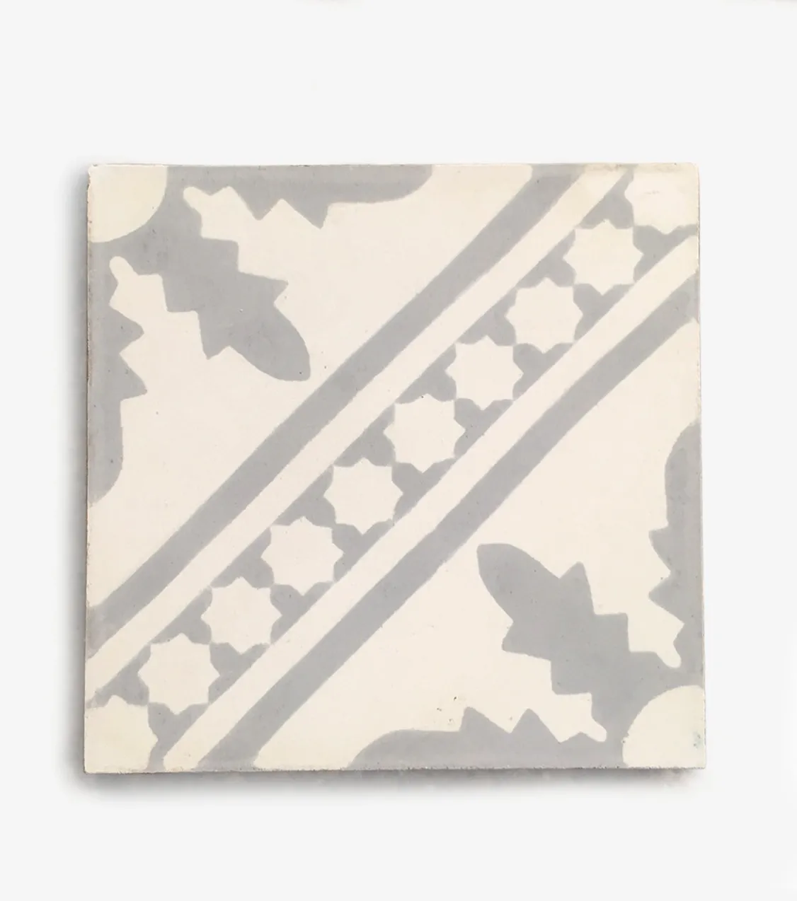 Zementfliese, weiß, grau, T 20 cm, B 20 cm, H 2 cm