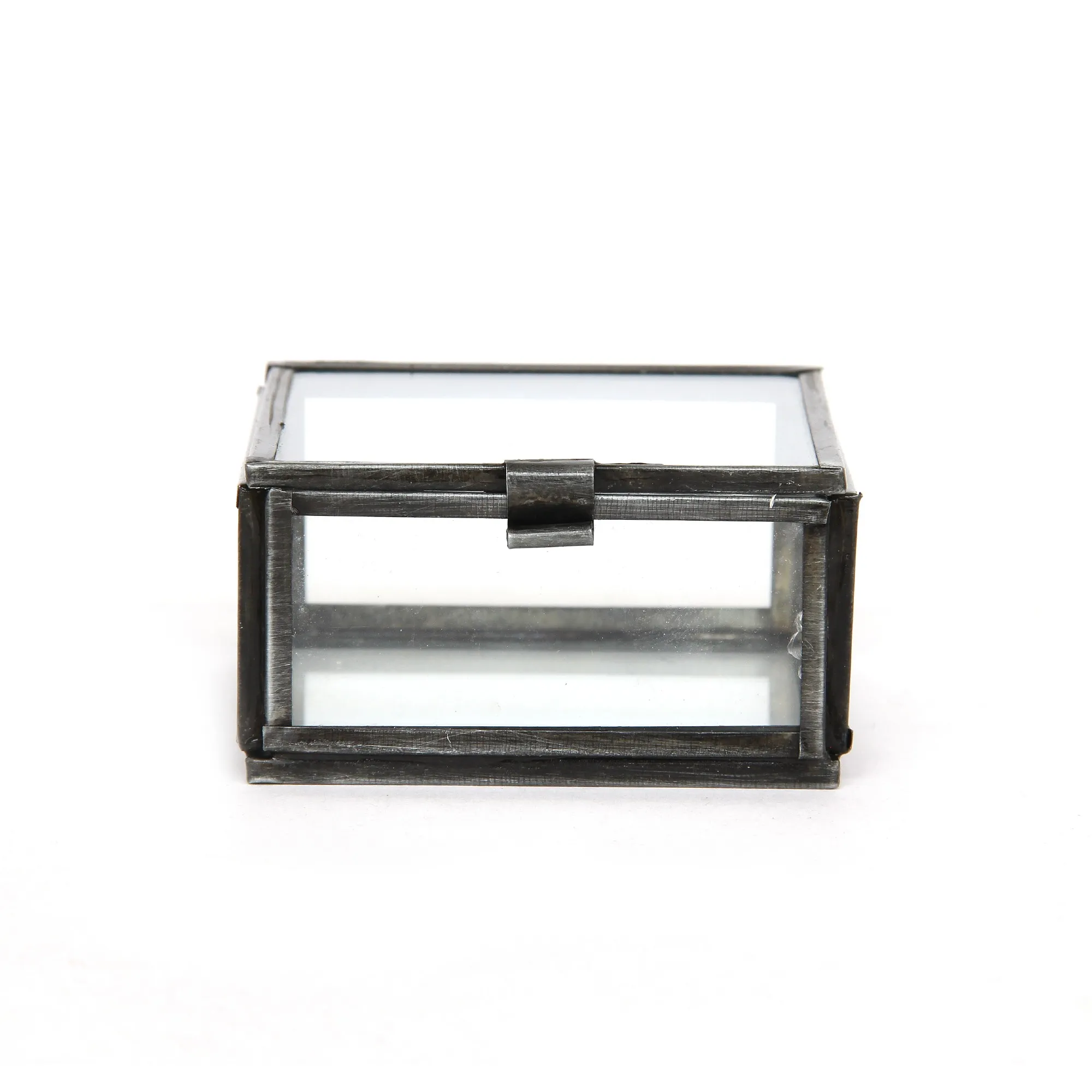 Glasschatulle M, dunkelgrau, T 7 cm, B 7 cm, H 4 cm