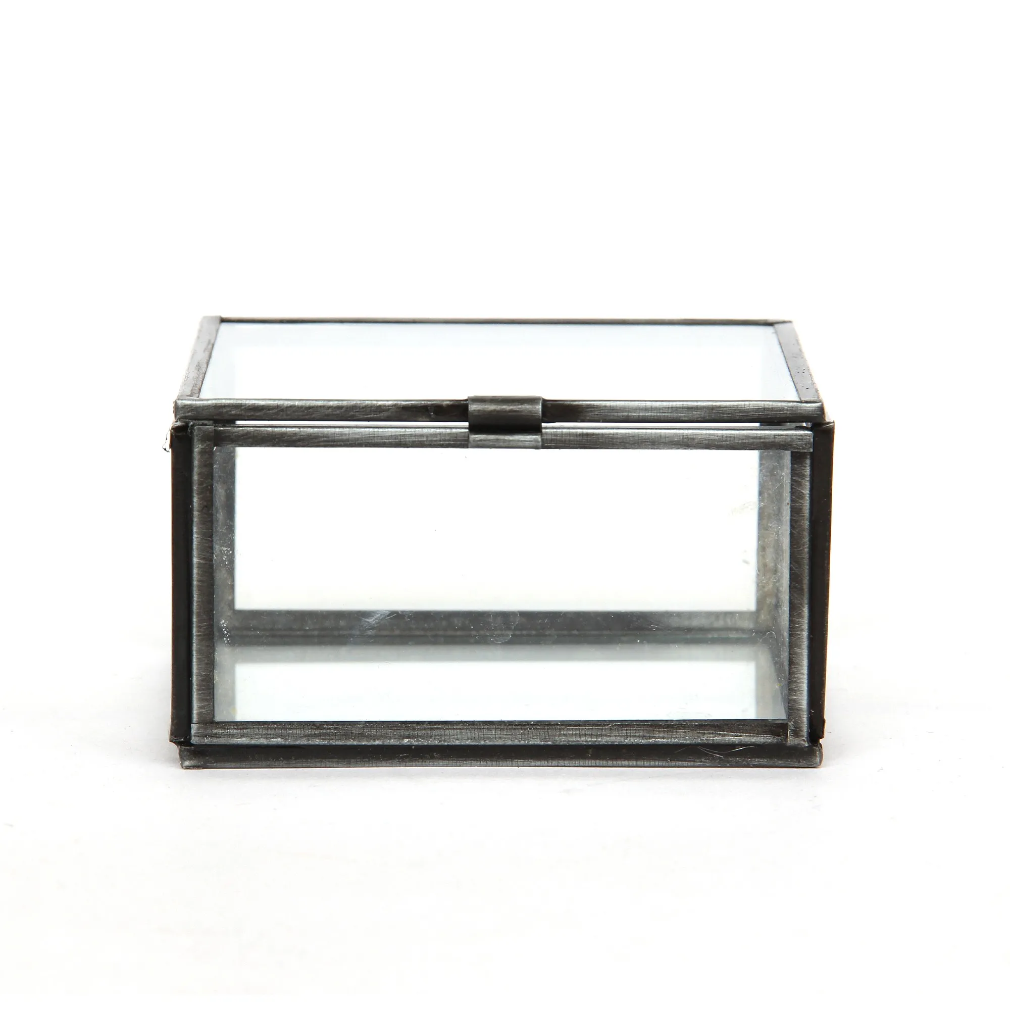 Glasschatulle L, dunkelgrau, T 9 cm, B 9 cm, H 5 cm