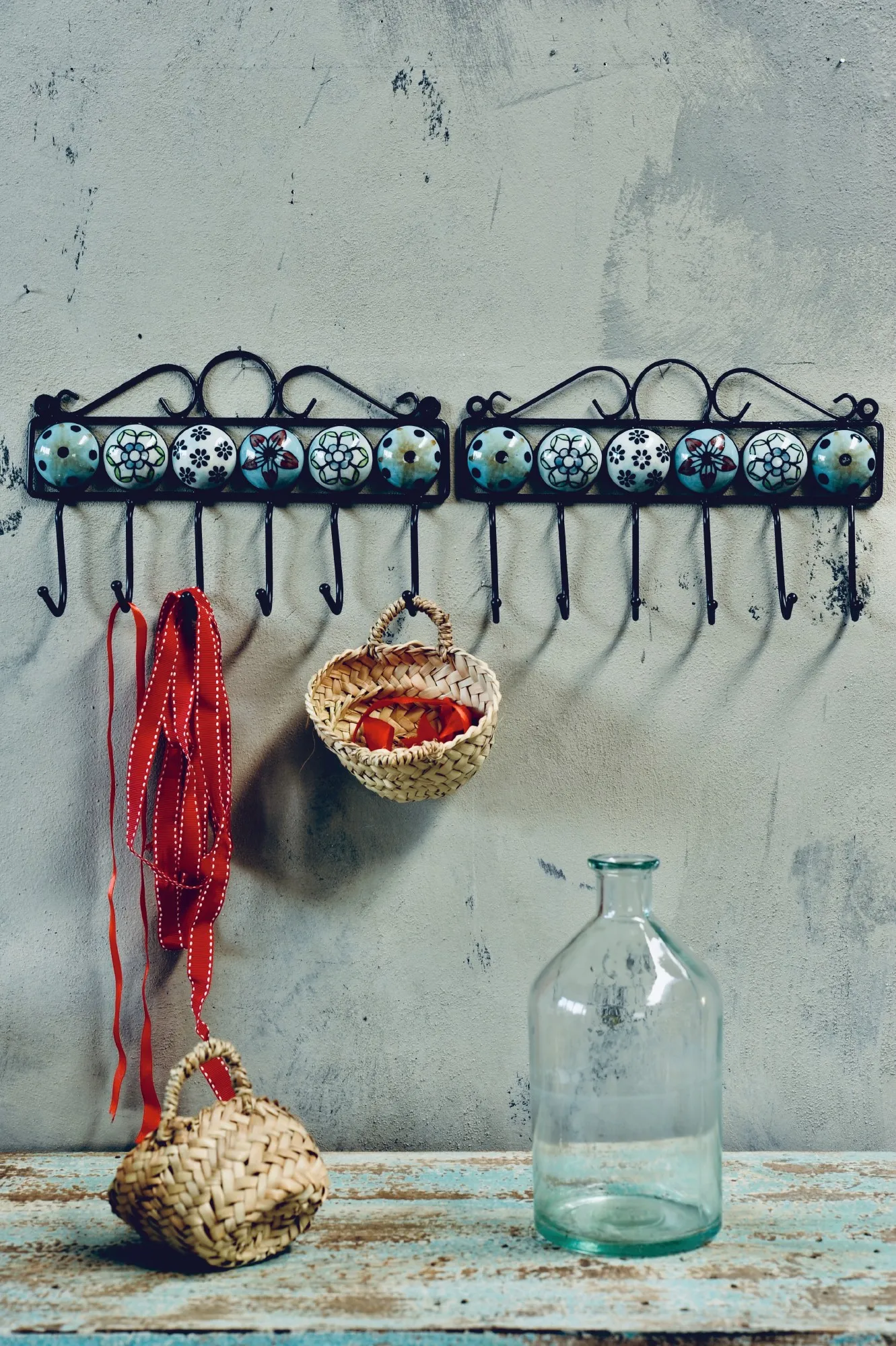 6er Hakenleiste, multicolor, T 27,5 cm, B 4,5 cm, H 16 cm