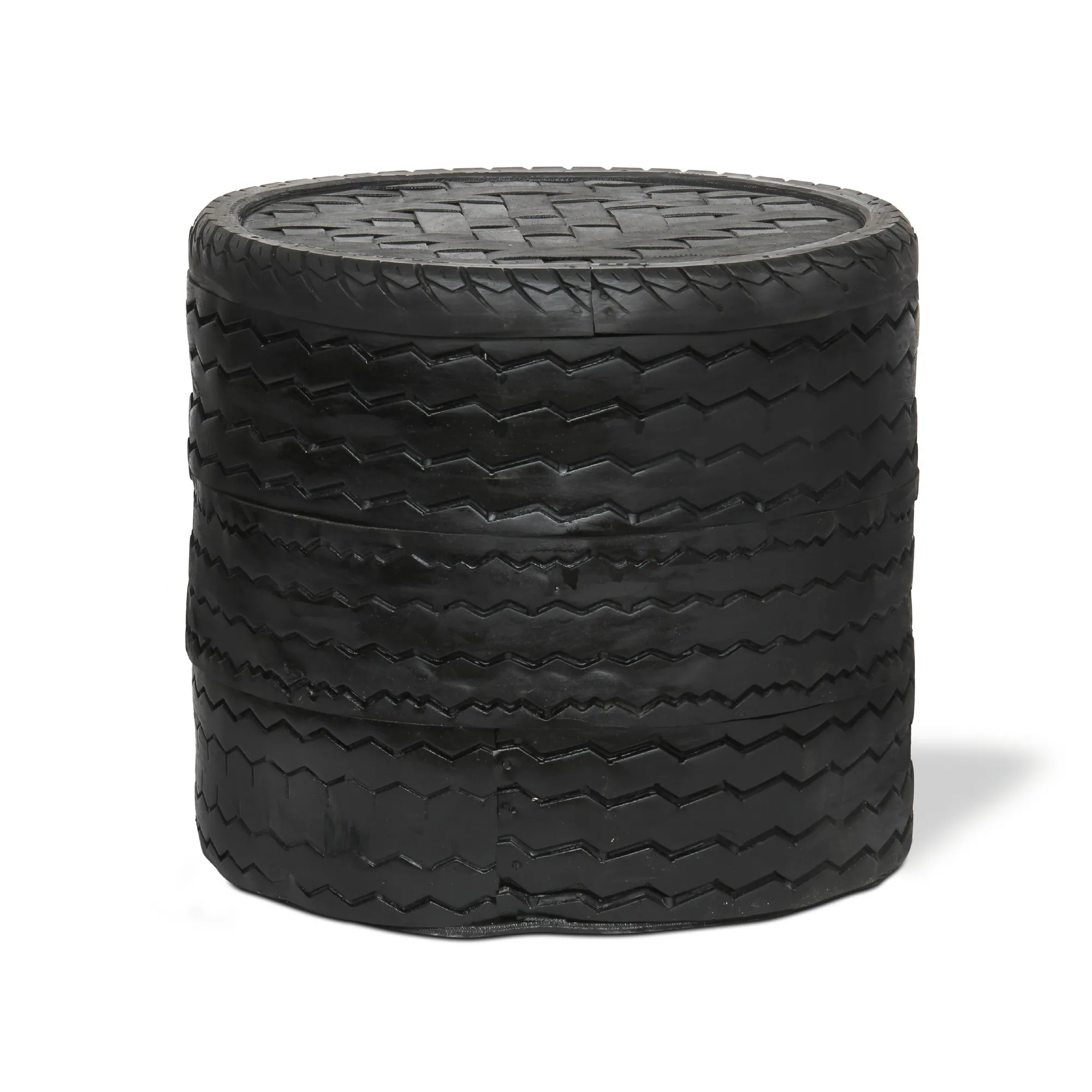 Beistelltisch aus Autoreifen, schwarz, Ø 50 cm, H 45 cm