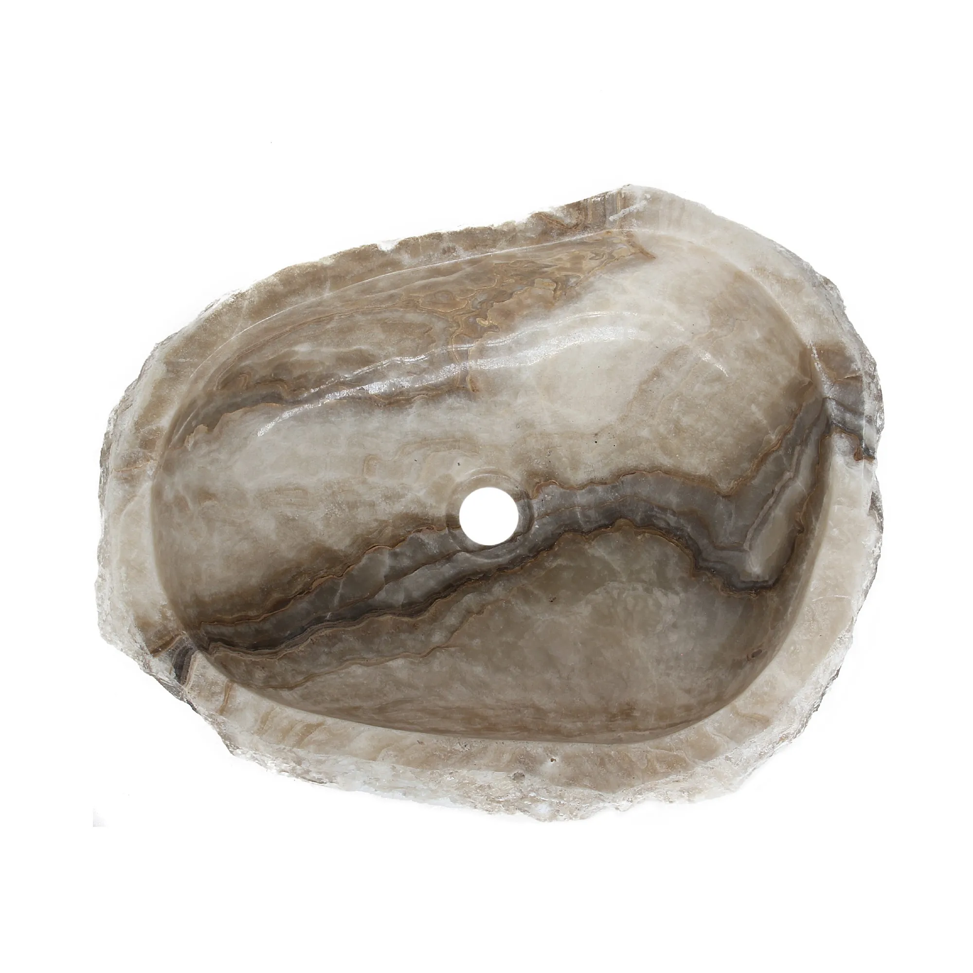 Onyxwaschbecken, stark variierend, min. T 40 cm, B 50 cm, H 15 cm