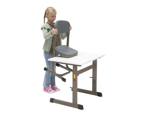 Betzold Einer-Schülertisch, L-Fuß, höhenverstellbar, ohne Drahtkorbablage