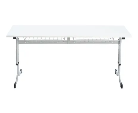 Betzold Zweier-Schülertisch, C-Fuß, höhenverstellbar, mit Drahtkorbablagen