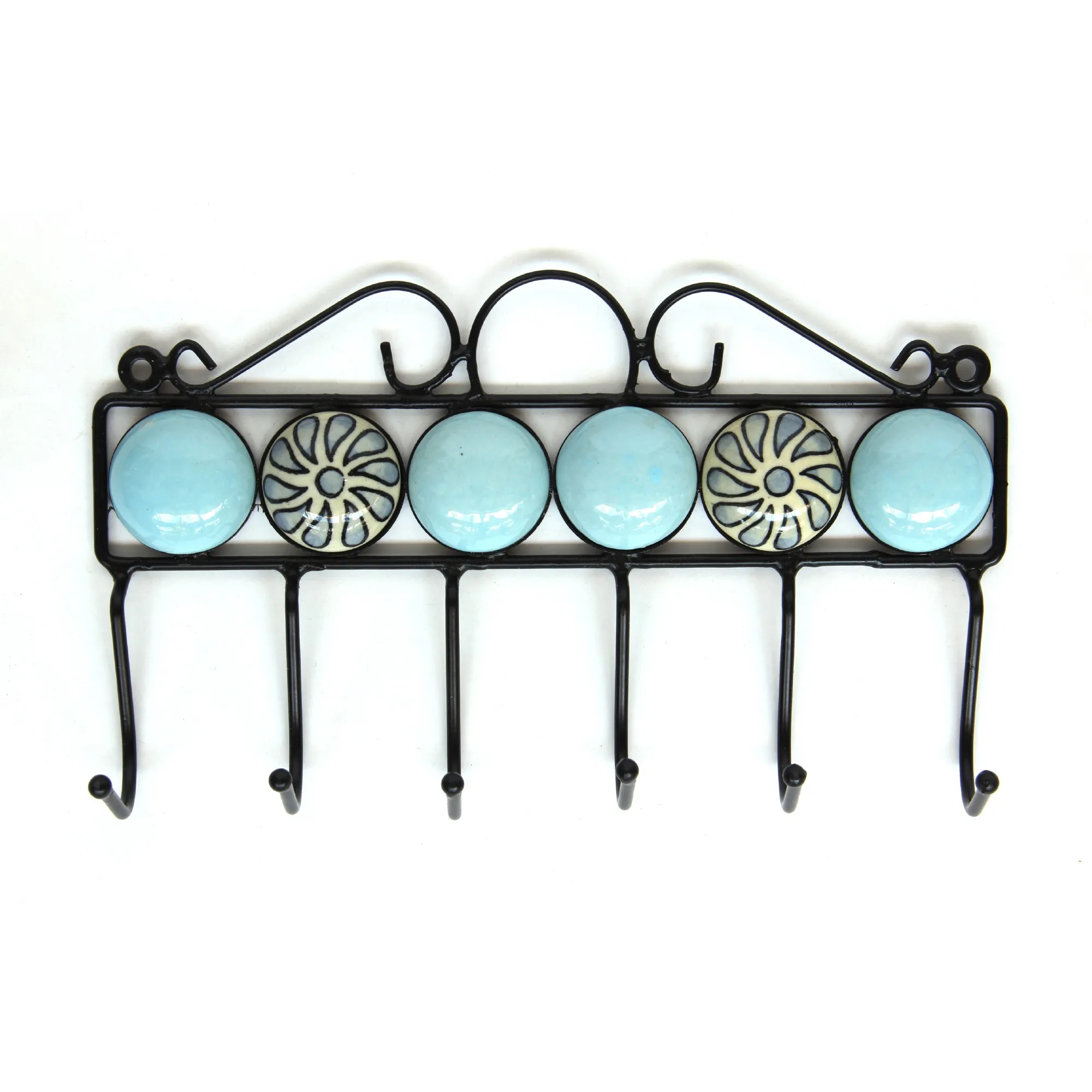 6er Hakenleiste, türkis, T 5 cm, B 28 cm, H 16 cm