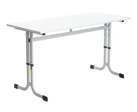 Betzold Zweier-Schülertisch, C-Fuß, höhenverstellbar, ohne Drahtkorbablagen