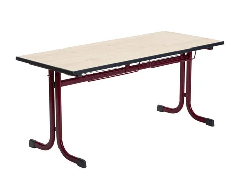 Betzold Zweier-Schülertisch, C-Fuß, mit Drahtkorbablagen