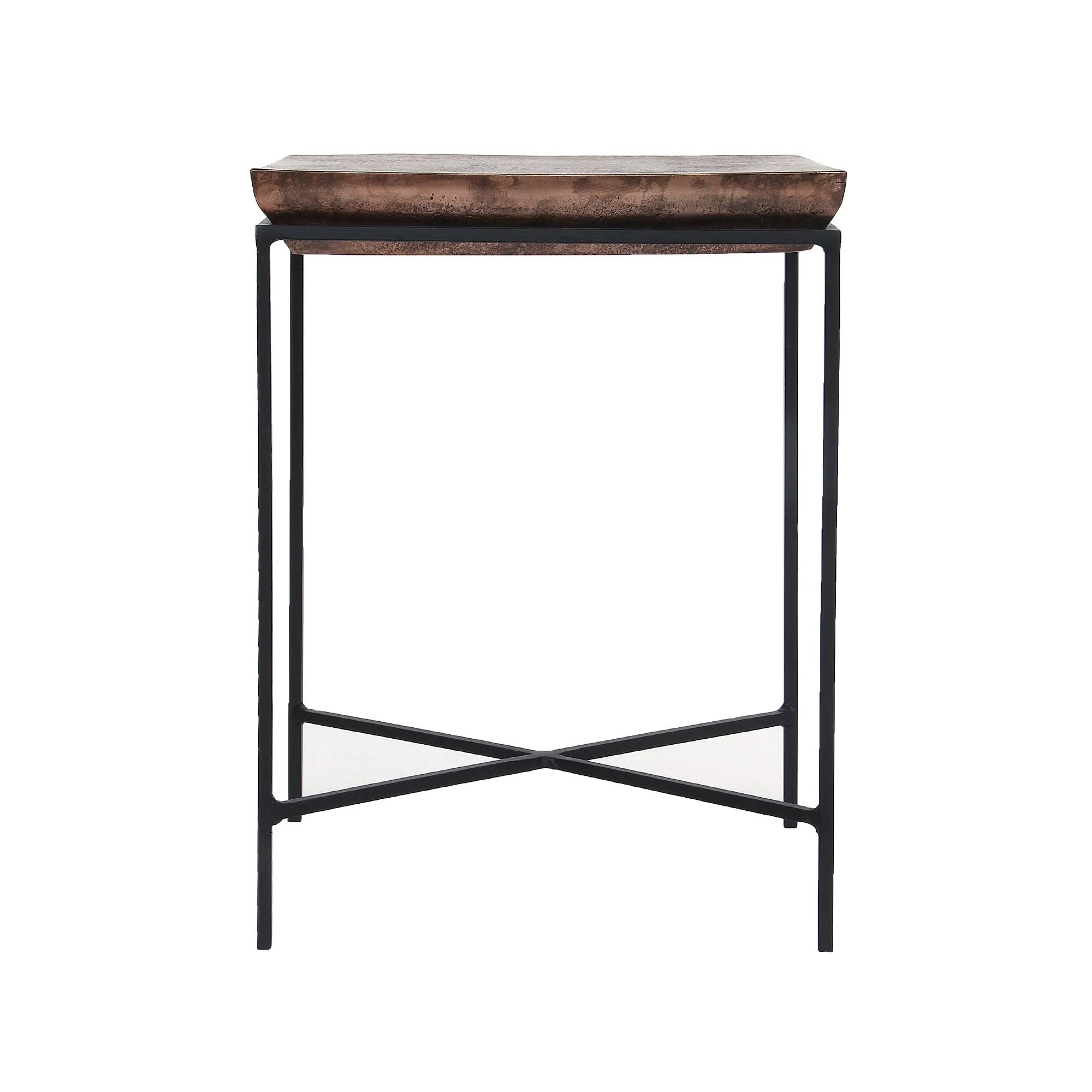 Tisch 'Abinash', schwarz, braun, T 30 cm, B 39 cm, H 50 cm