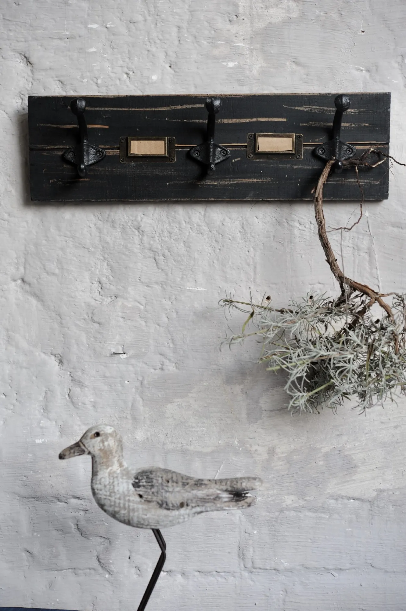 3er Wandhaken, schwarz, T 7 cm, B 40 cm, H 12 cm