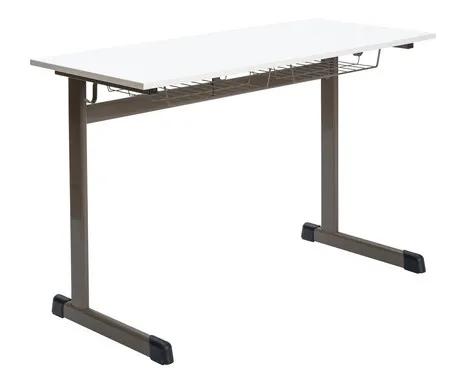 Betzold Zweier-Schülertisch, L-Fuß, mit Drahtkorbablagen