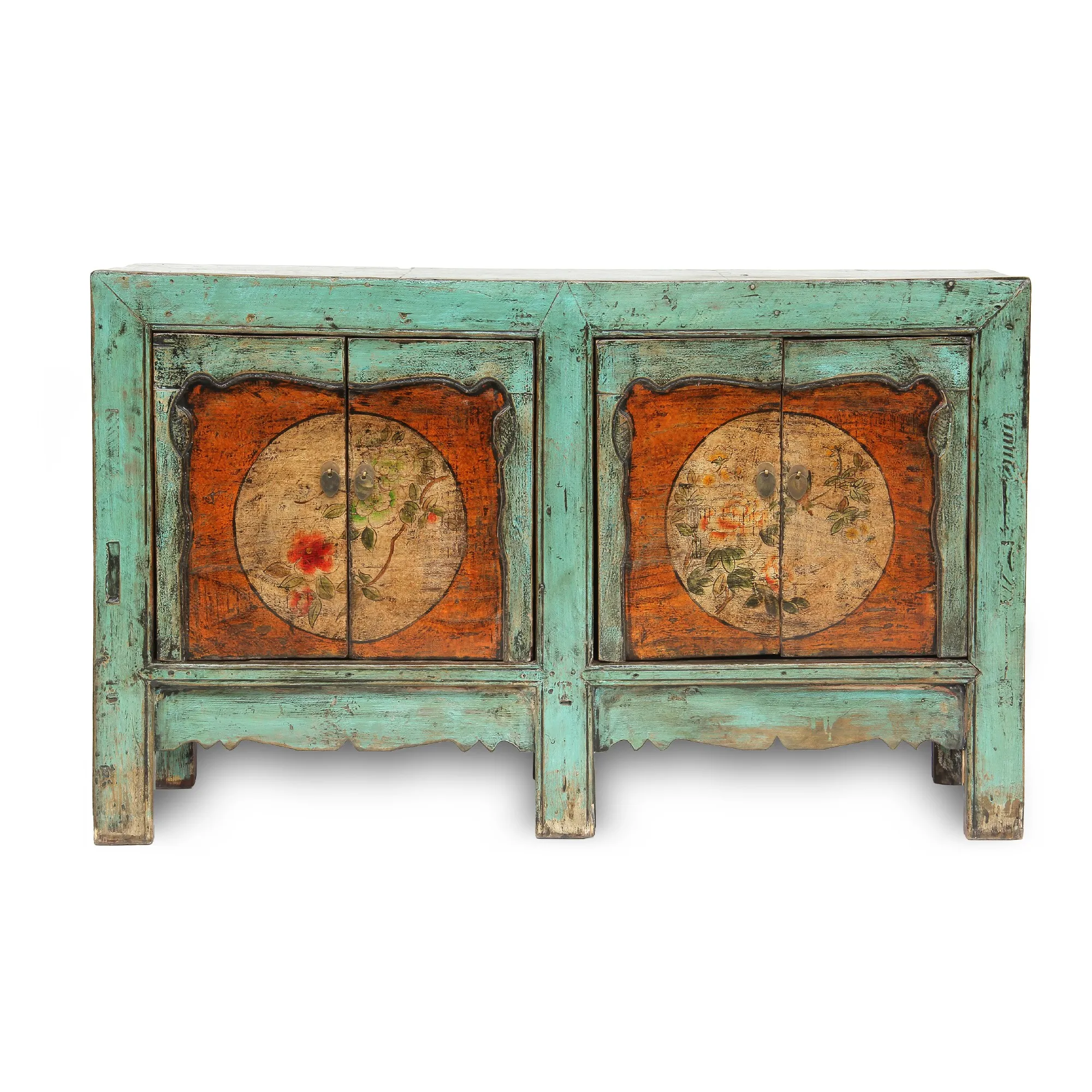 Sideboard 'Li Wei', 4 Türen, antikblau, T 43 cm, B 161 cm, H 83 cm