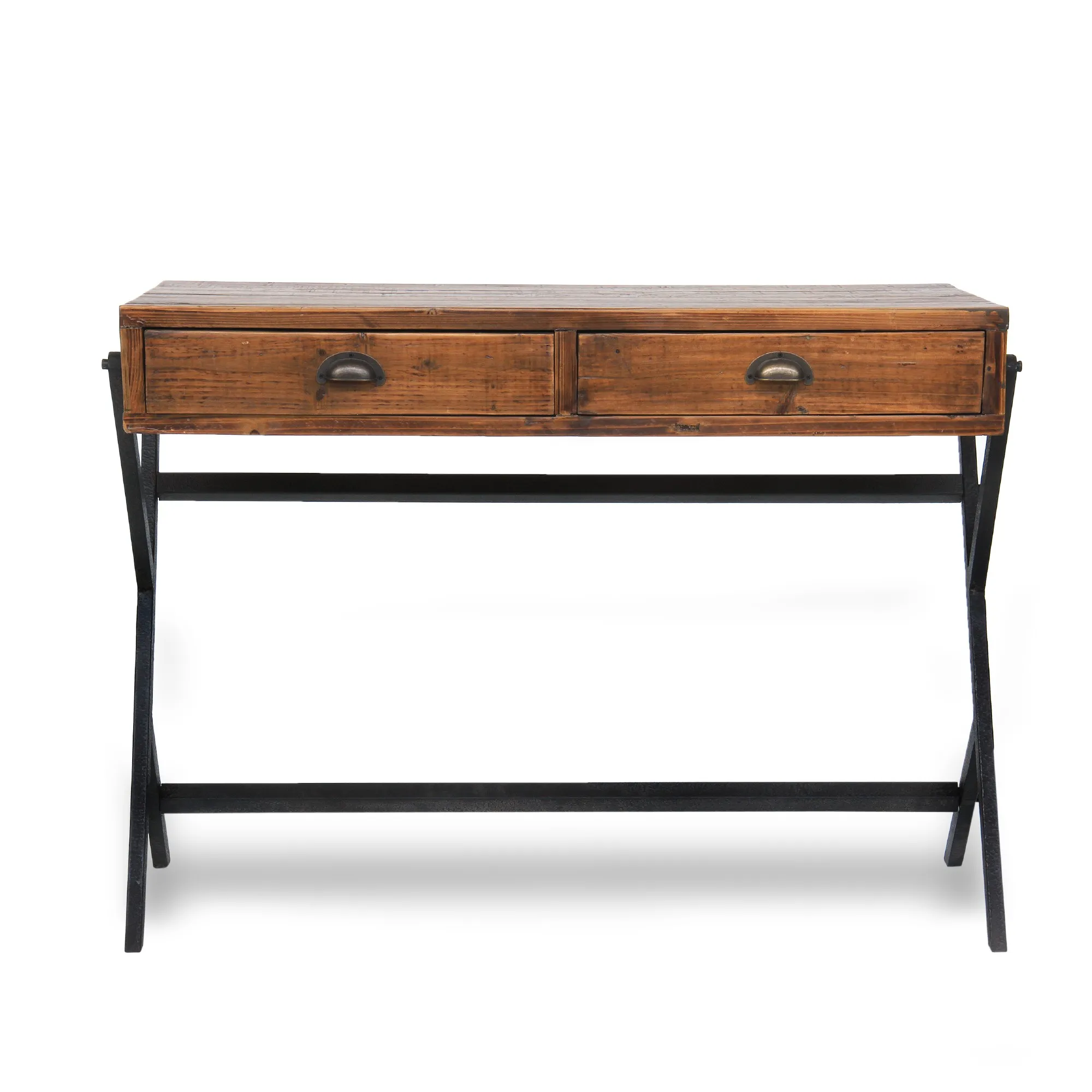 Schreibtisch 'Peckson', 2 Schubladen, braun, schwarz, T 55 cm, B 105 cm, H 80 cm