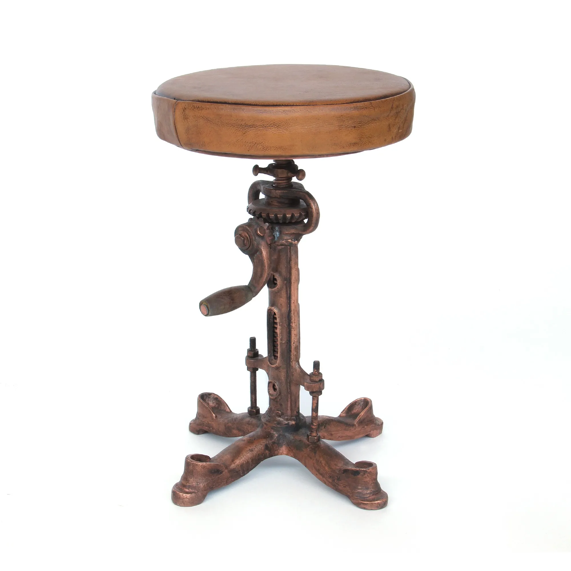 Barhocker 'Squire', cognac, kupfer, Ø 36 cm, H 50-73 cm