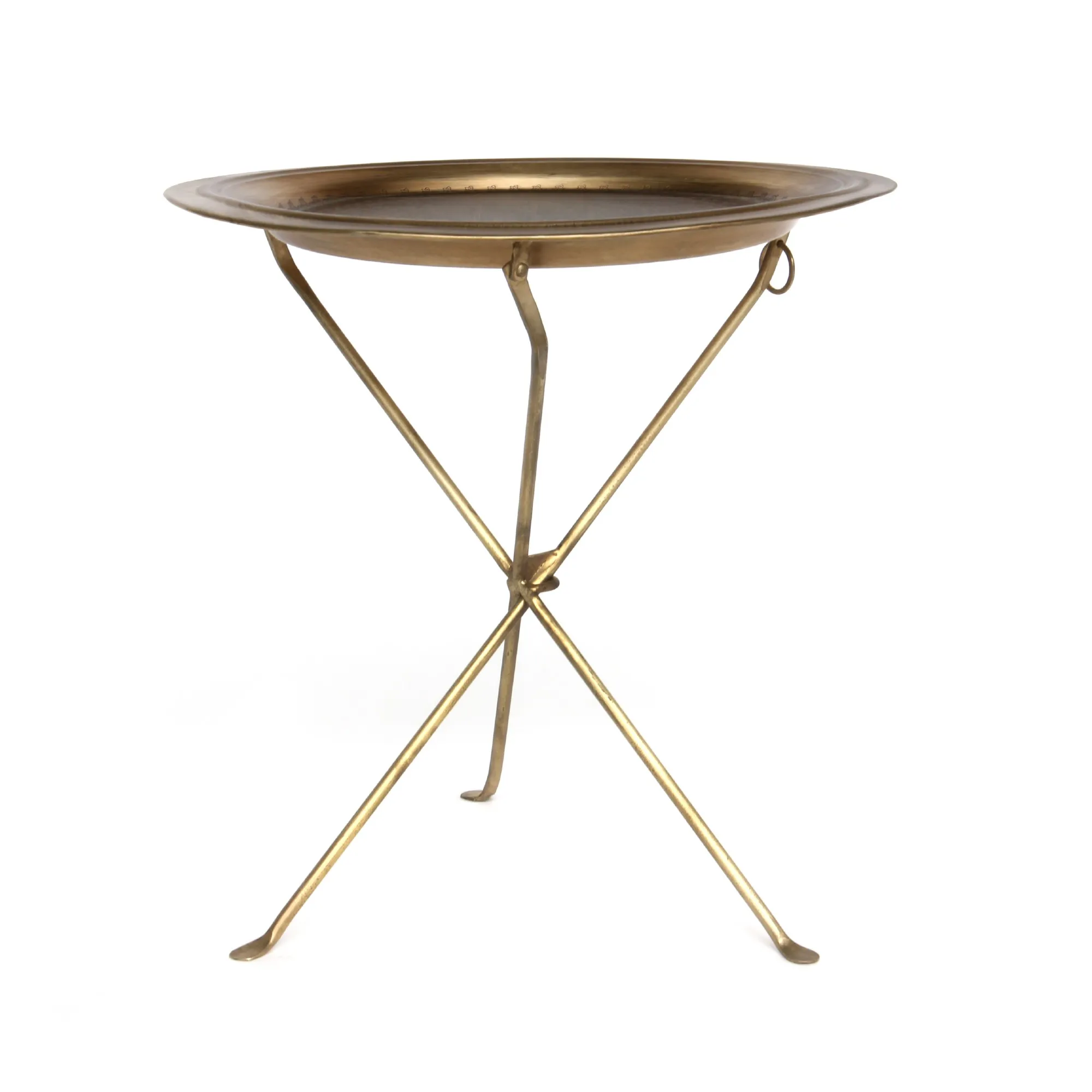 Tablett mit Ständer, antik messing-finish, Ø 48 cm, H 48 cm