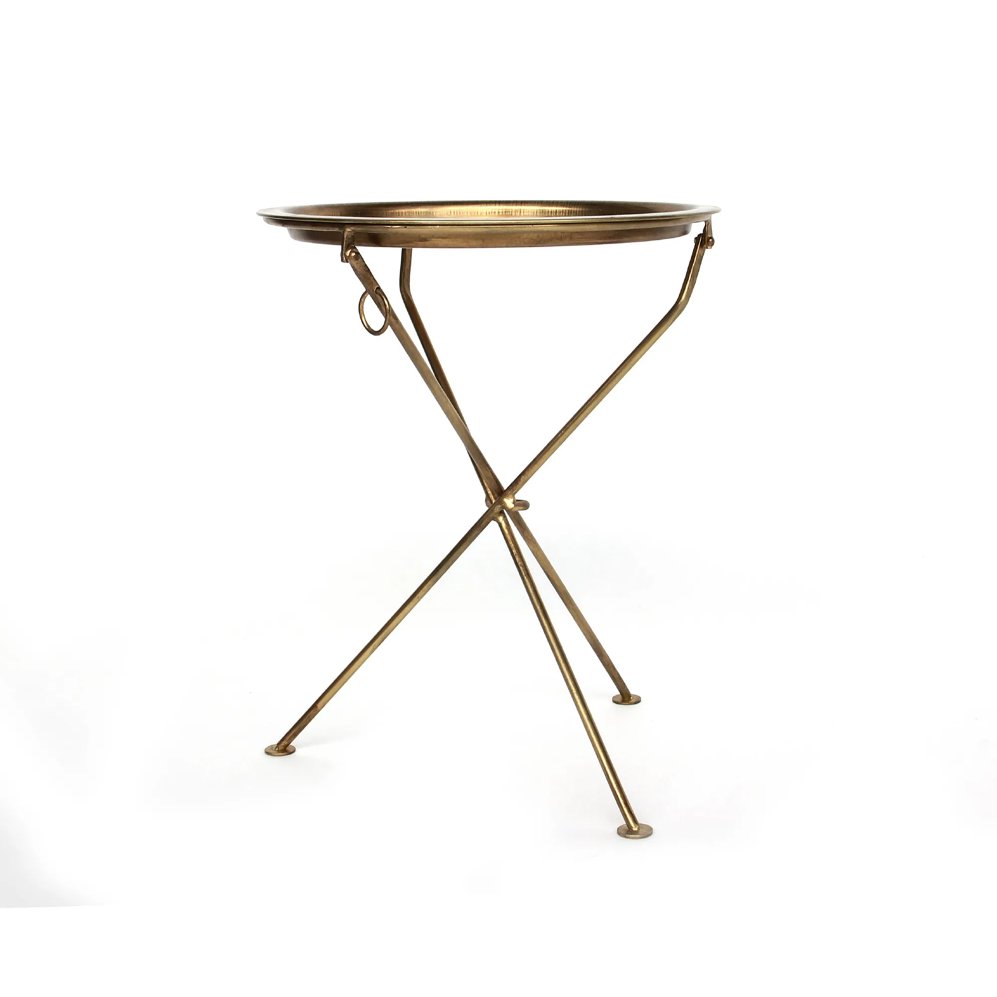 Tablett mit Ständer, antik messing-finish, Ø 39 cm, H 49 cm