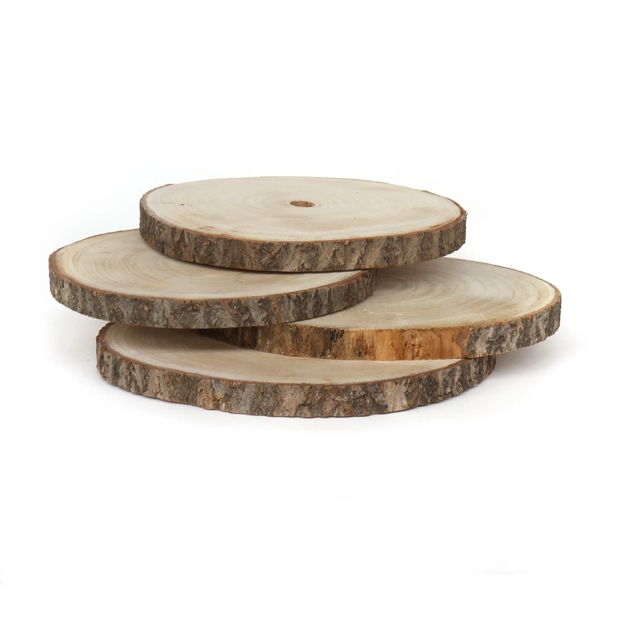 Holzscheiben, unbehandelt, 4er-Pack, natur, Ø 23-25 cm, H 2 cm