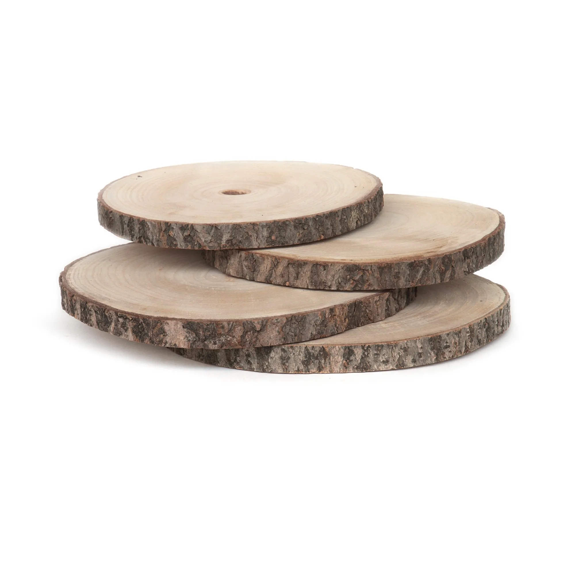 Holzscheiben, unbehandelt, 4er-Pack, natur, Ø 25-30 cm, H 2 cm