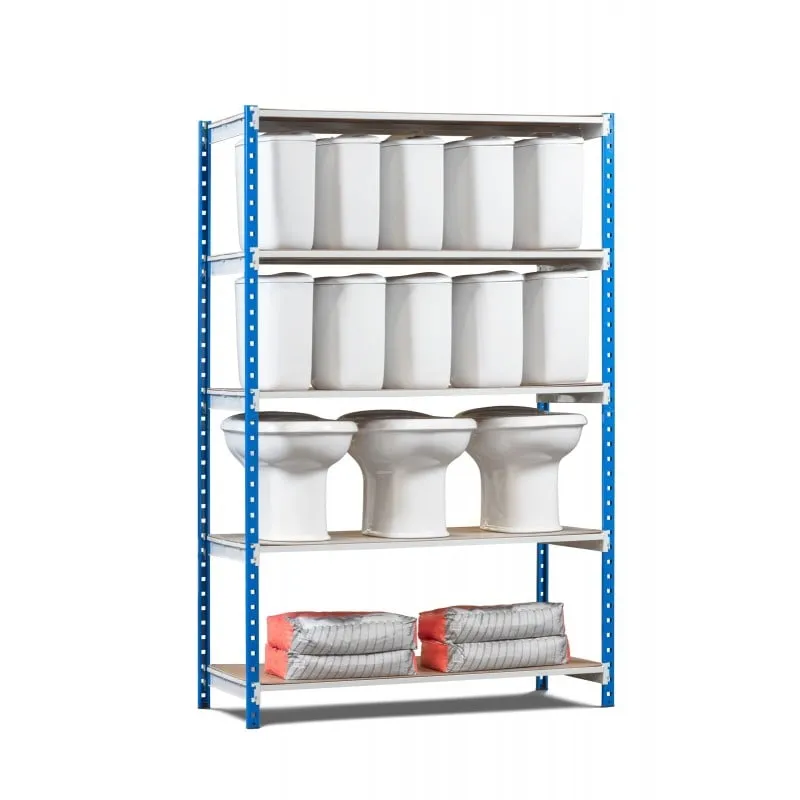 Fachbodenregal MAXIMUS | Anbauregal | HxBxT 180x125x60cm | 6 Ebenen | Metallplatten-Fachboden | Fachlast 152kg | Lichtblau/Lichtgrau