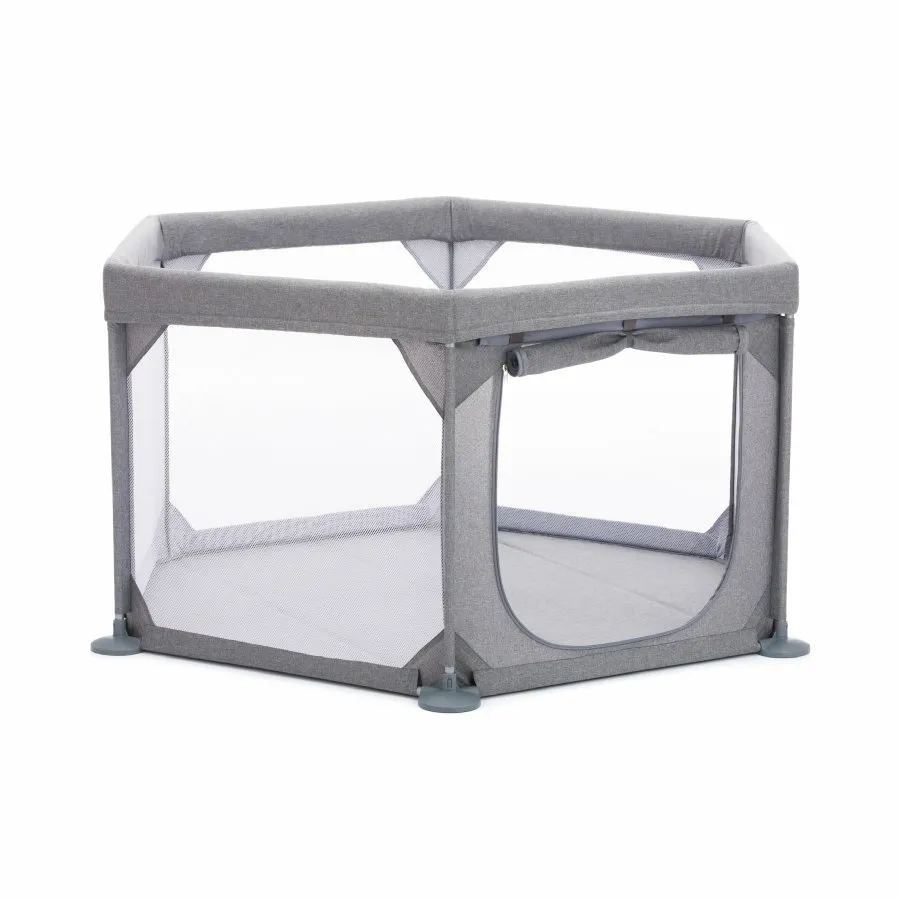 Fillikid Laufgitter Laufstall Babybett Krabbelgitter Krabbelstall 6 Eckig Grau B-Ware