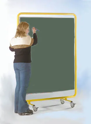 Conen Moderationswand mit Stahloberfläche grün, fahrbar