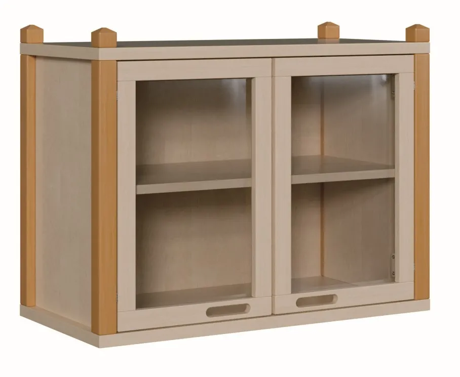 Stollenaufsatzschrank mit Acrylglastüren und Mittelwand, Breite 106 cm