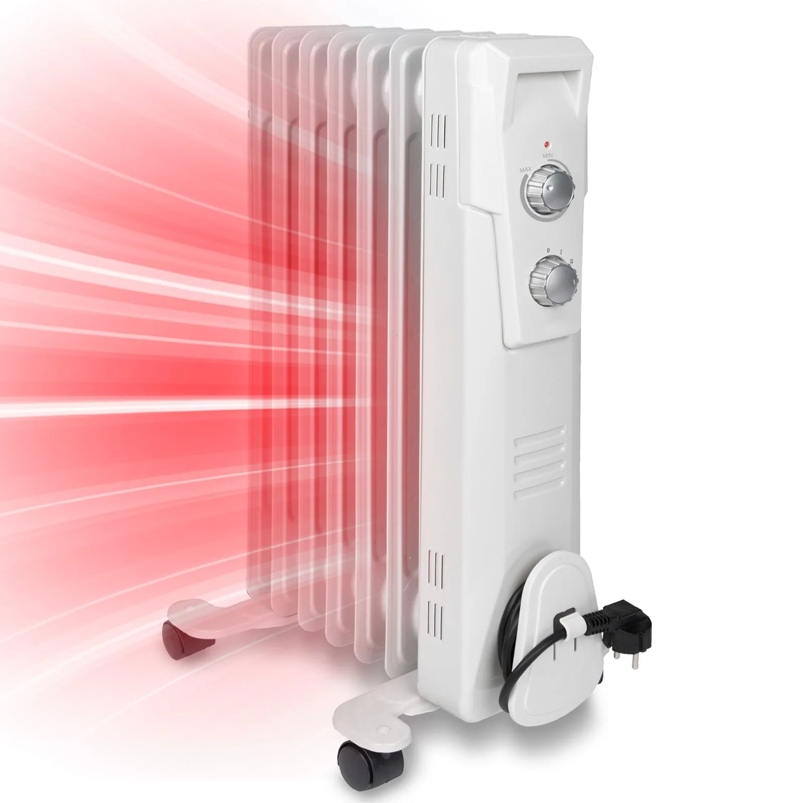 Elektrischer Heizkörper Bad Ölradiator mobil Heizung elektro Bad 7 Rippen