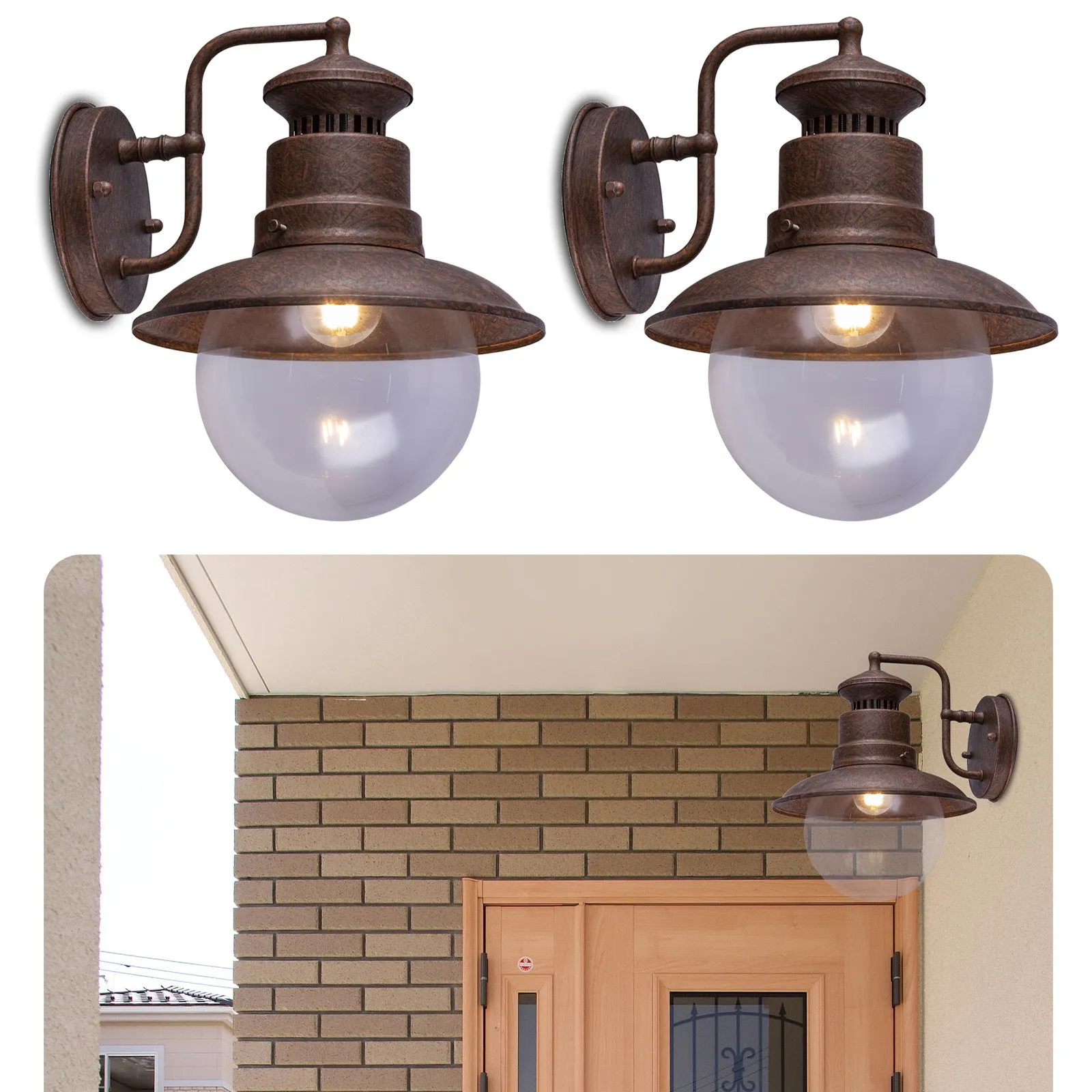 Außenwandleuchte Laterne 2er Set Wandleuchte Rost Optik Außenlampe Wand Aussen