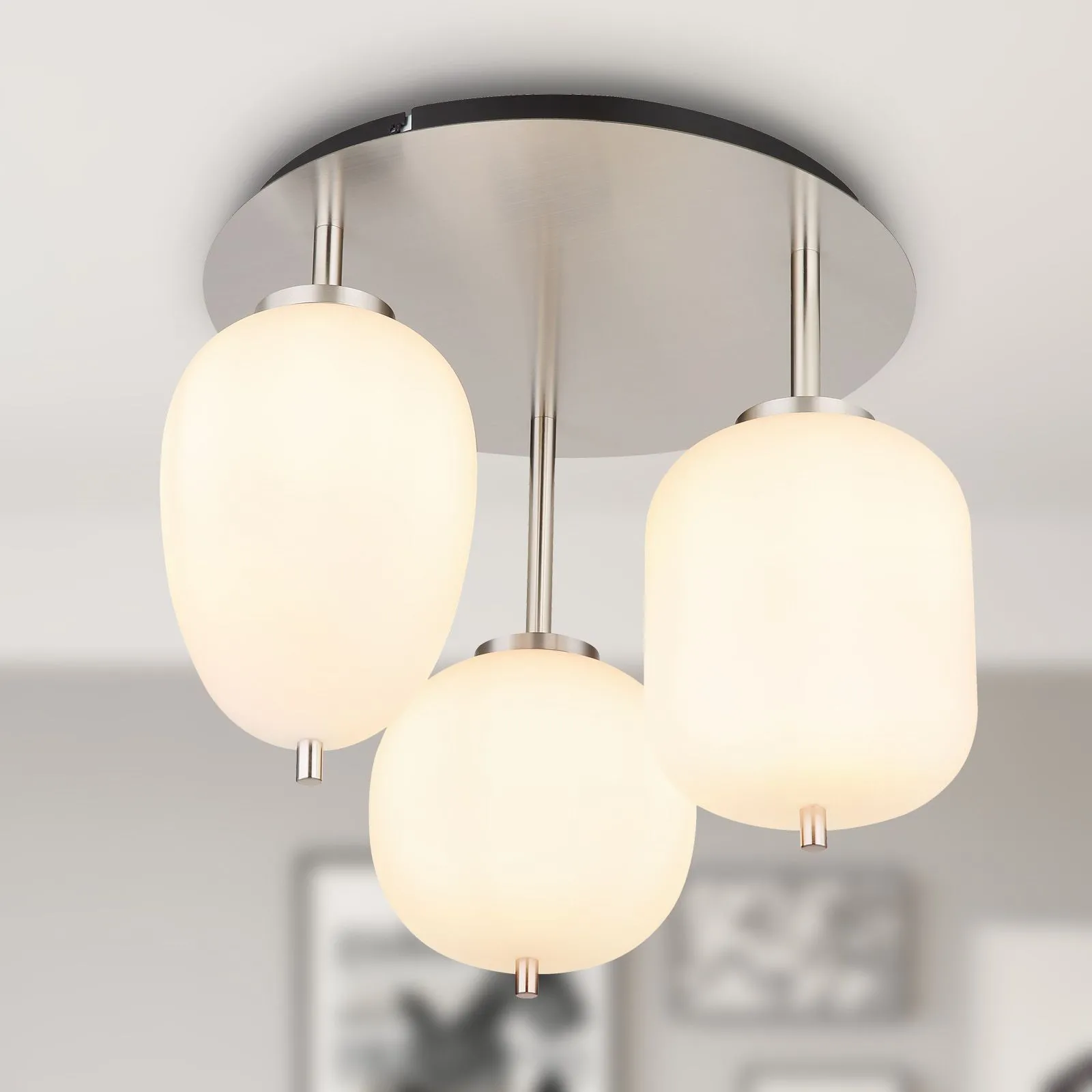 Deckenleuchte Wohnzimmer Deckenlampe Schlafzimmer 3-flammig Glas Modern 46 cm