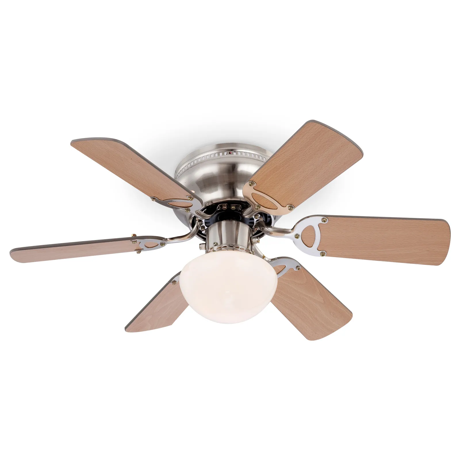 Deckenventilator Licht 76 cm Zugschalter Deckenleuchte Ventilator Glas 0307