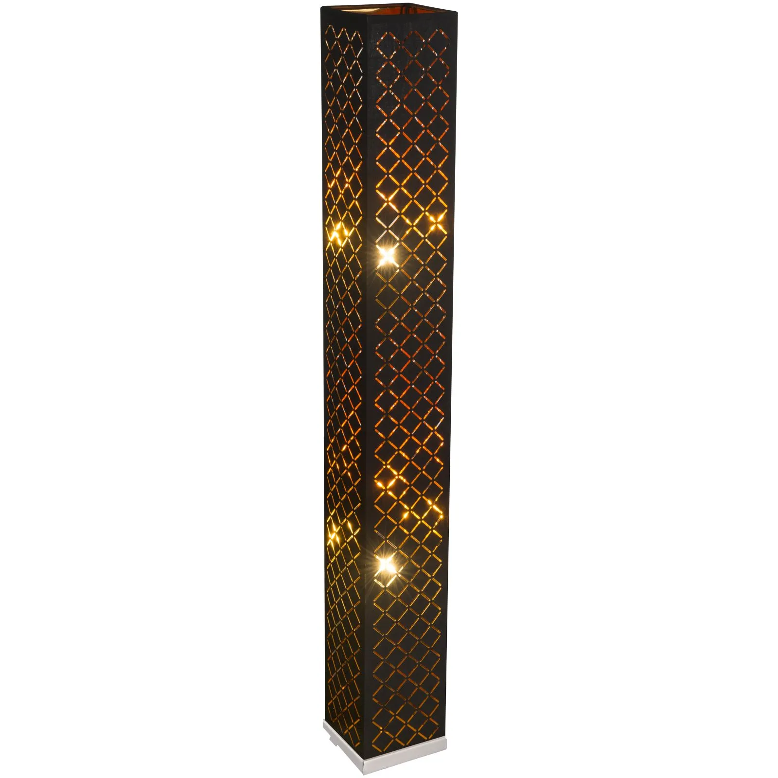 Stehlampe Wohnzimmer Stehleuchte schwarz Blatt gold Textil Dekor 15229S2