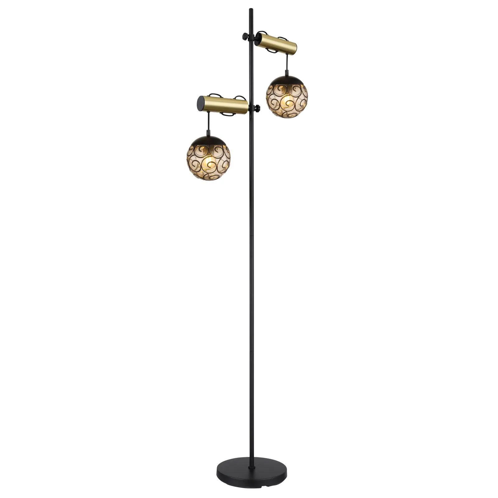 Stehlampe Wohnzimmer Rauchfarben Stehleuchte Gold Schwarz Standlampe 15659S