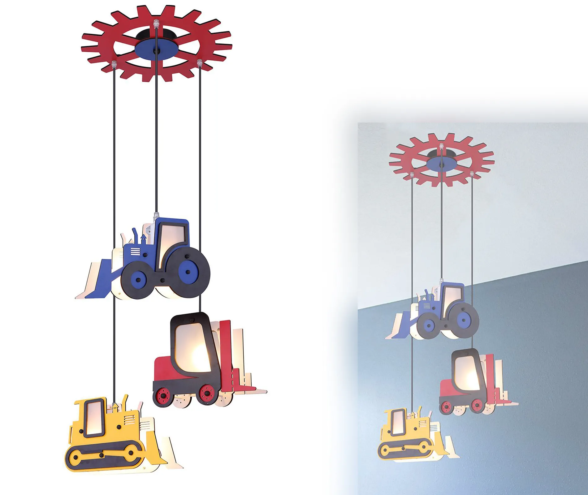 Hängeleuchte Kinderzimmer Pendelleuchte Kinderlampe Hängelampe Junge Bagger