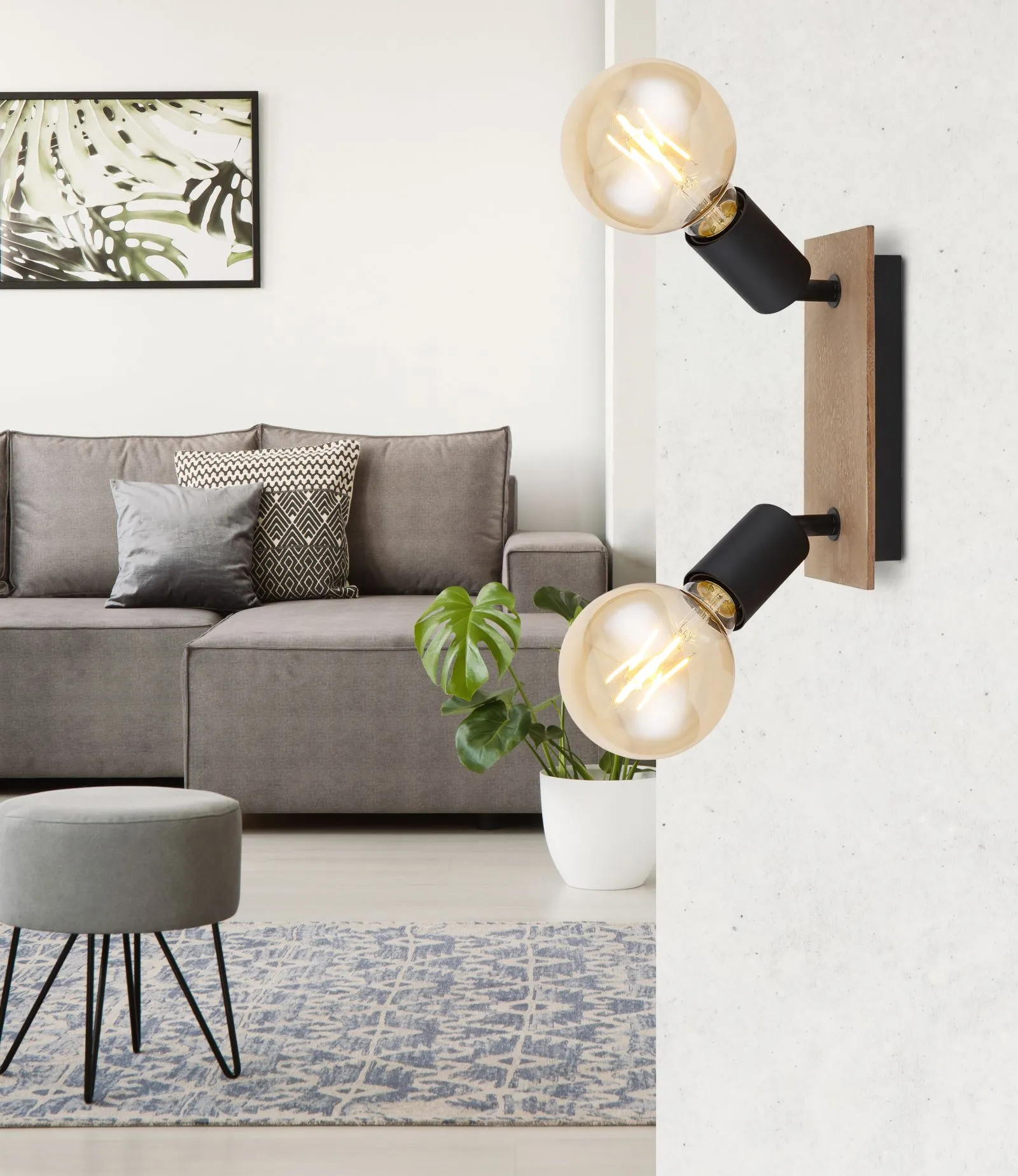 Deckenleuchte Wohnzimmer Deckenlampe Schlafzimmer Holz Optik 54008-2H