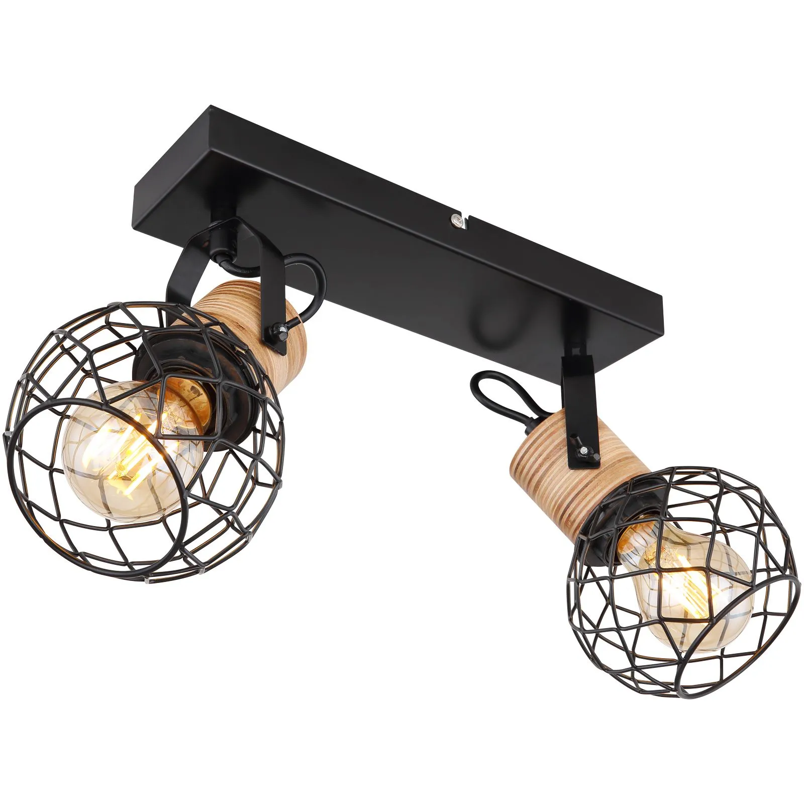 Deckenleuchte Wohnzimmer Deckenlampe Deckenstrahler Holz Schwarz 54039-2