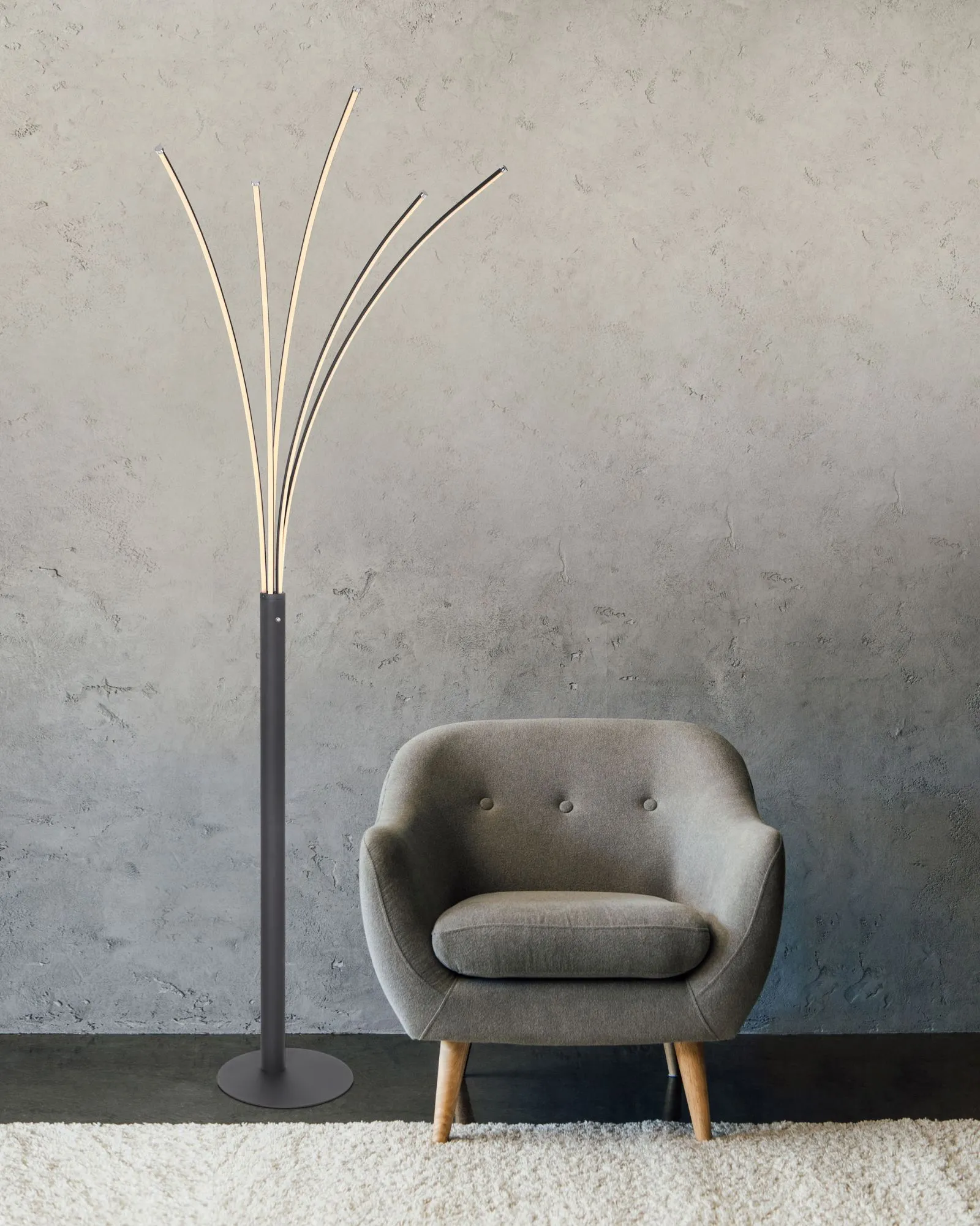 Stehleuchte LED Touchdimmer Stehlampe Dimmbar Schwarz 187 cm Modern 59229B