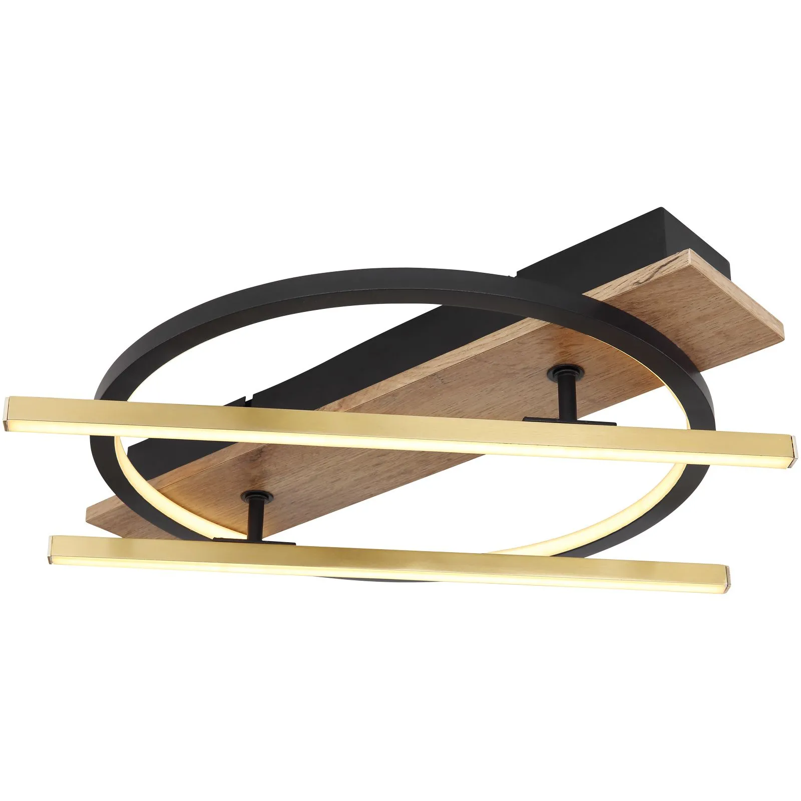 Deckenleuchte Wohnzimmer LED Deckenlampe Flur Holz Optik Modern Schwarz 67295D