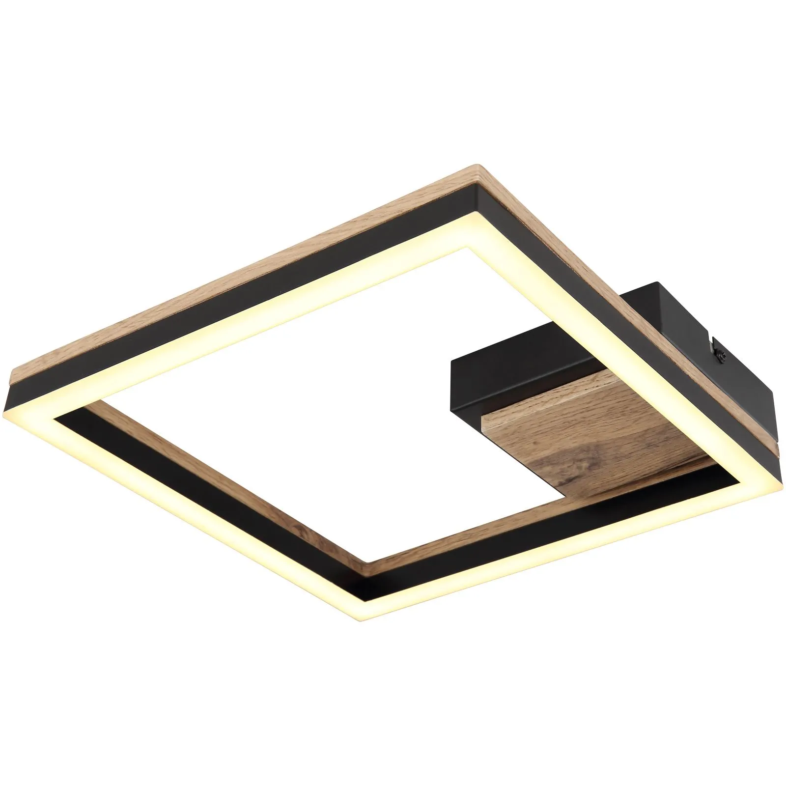 Deckenleuchte Wohnzimmer LED Deckenlampe Flur Holz Optik Modern Schwarz 67297D
