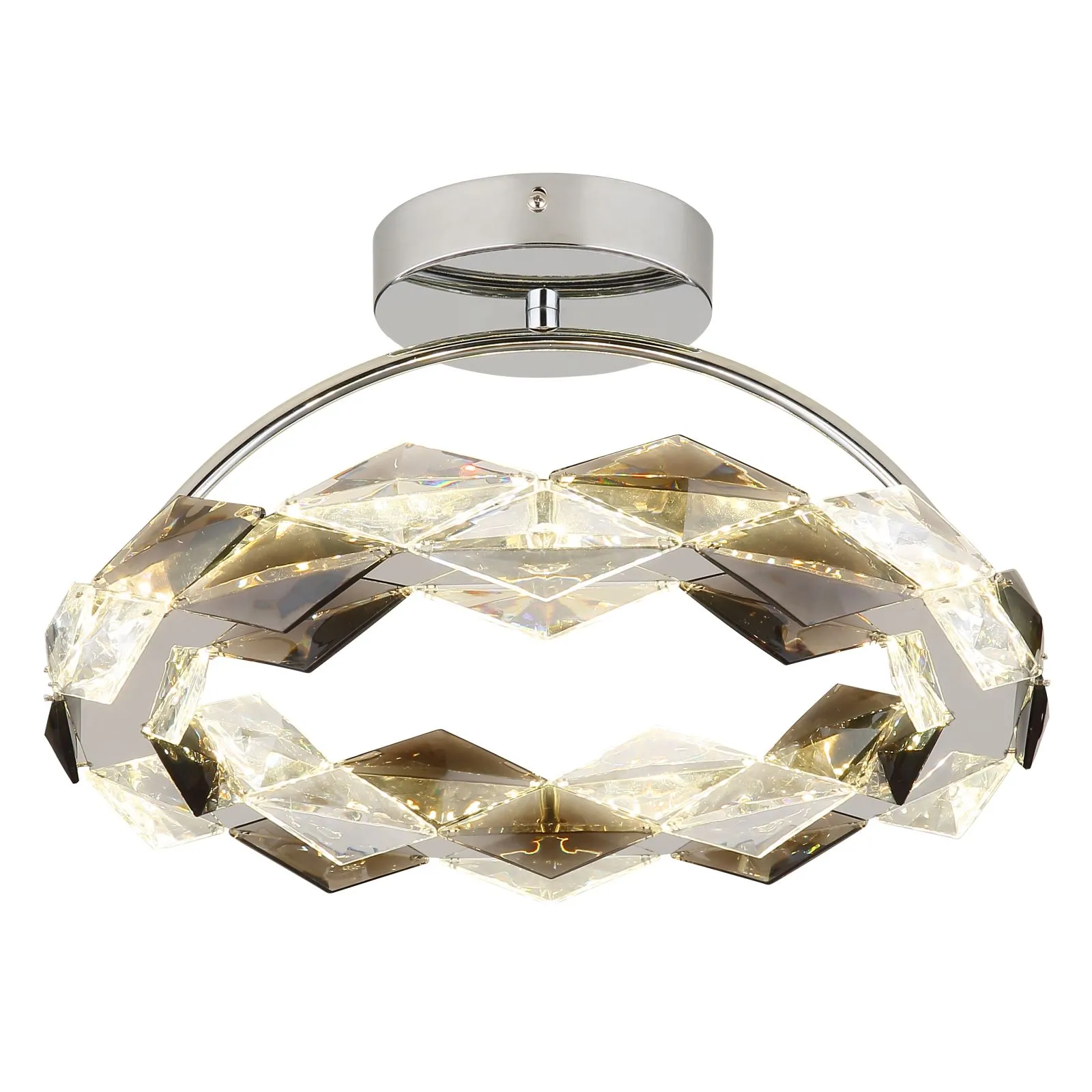 Deckenlampe Wohnzimmer Kristall Deckenleuchte Rauchfarben Kristalle Chrom 67318D