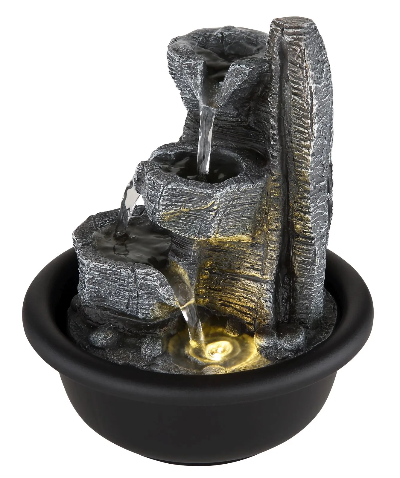 Zimmerbrunnen mit Beleuchtung und Wasser Tischbrunnen Kaskaden Tischdeko 93040