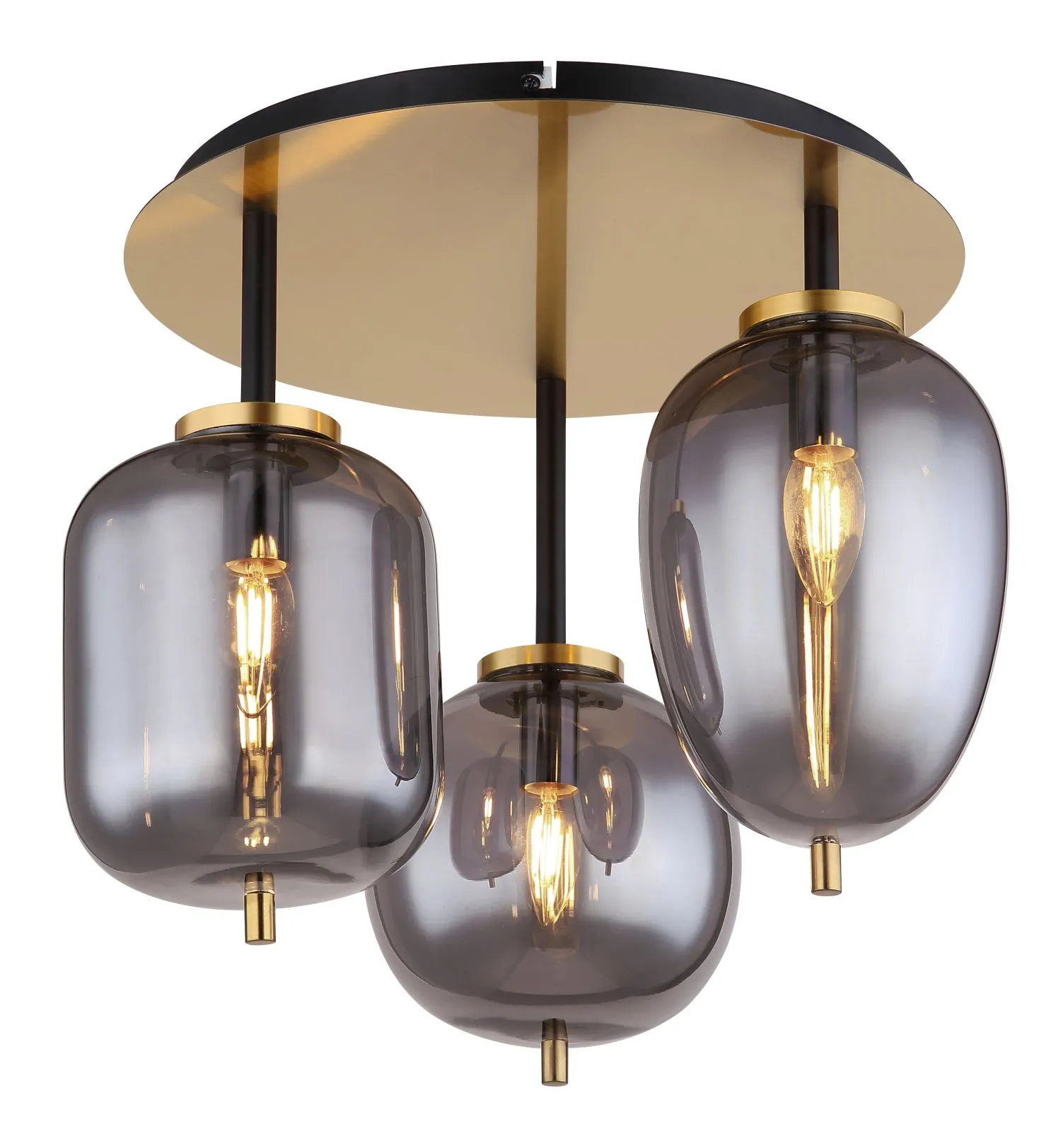 Deckenleuchte Wohnzimmer Deckenlampe Messing Farben Rauchglas Modern 15345-3DMM