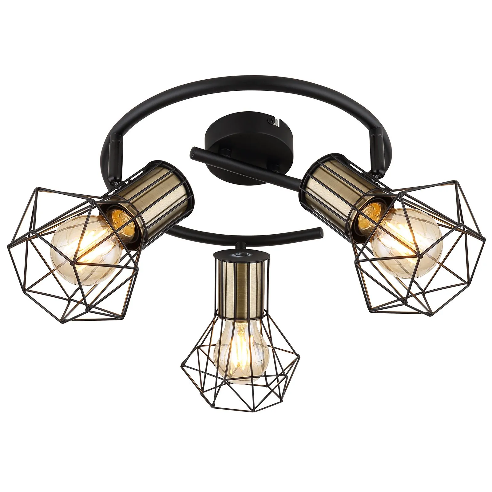 Deckenleuchte Wohnzimmer Deckenlampe Schlafzimmer Gitter Schwarz 54017-3M