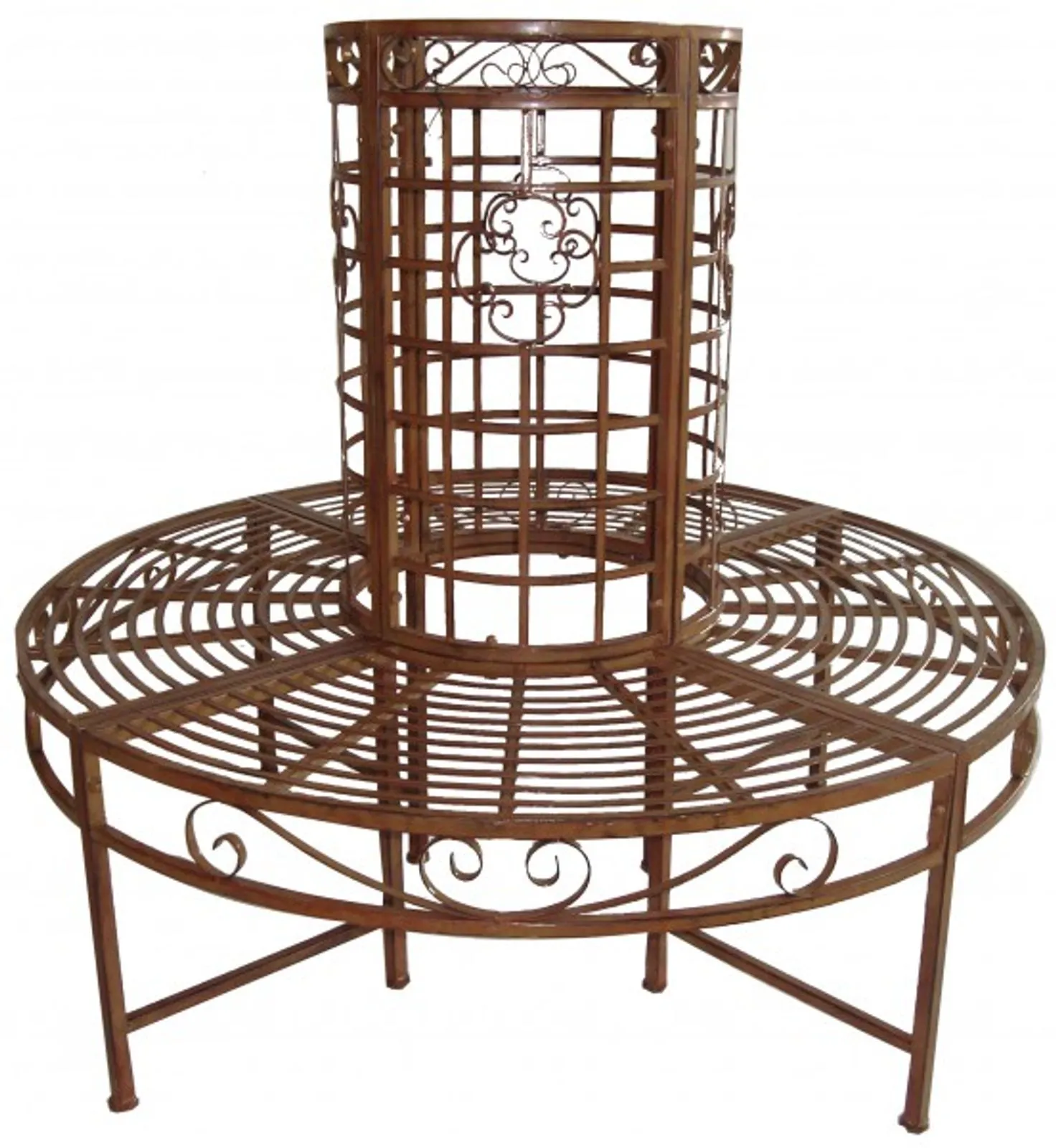 Baumbank 360° Gartenbank aus Metall in edler Rost-Bronze Optik