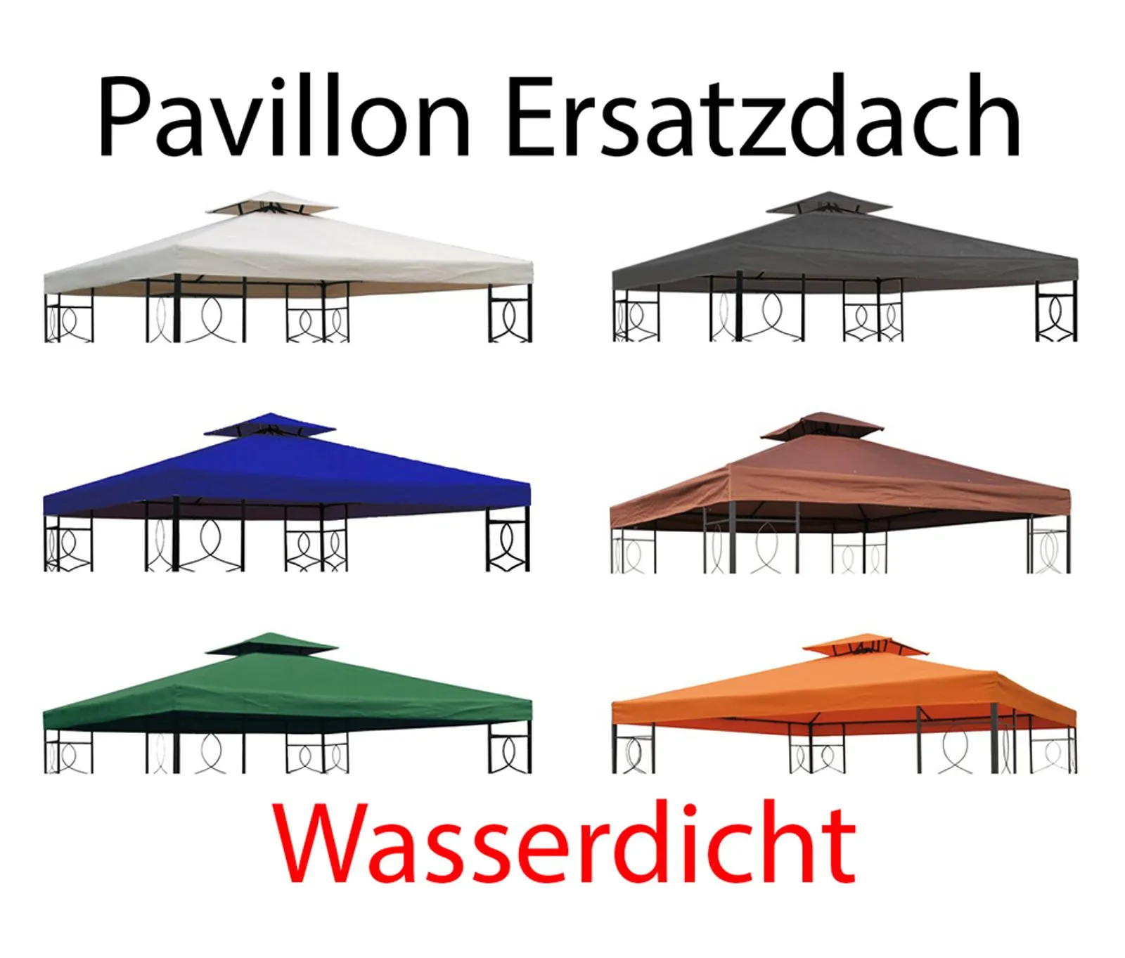 Ersatzdach PVC Pavillondach Wasserfest 3x3m