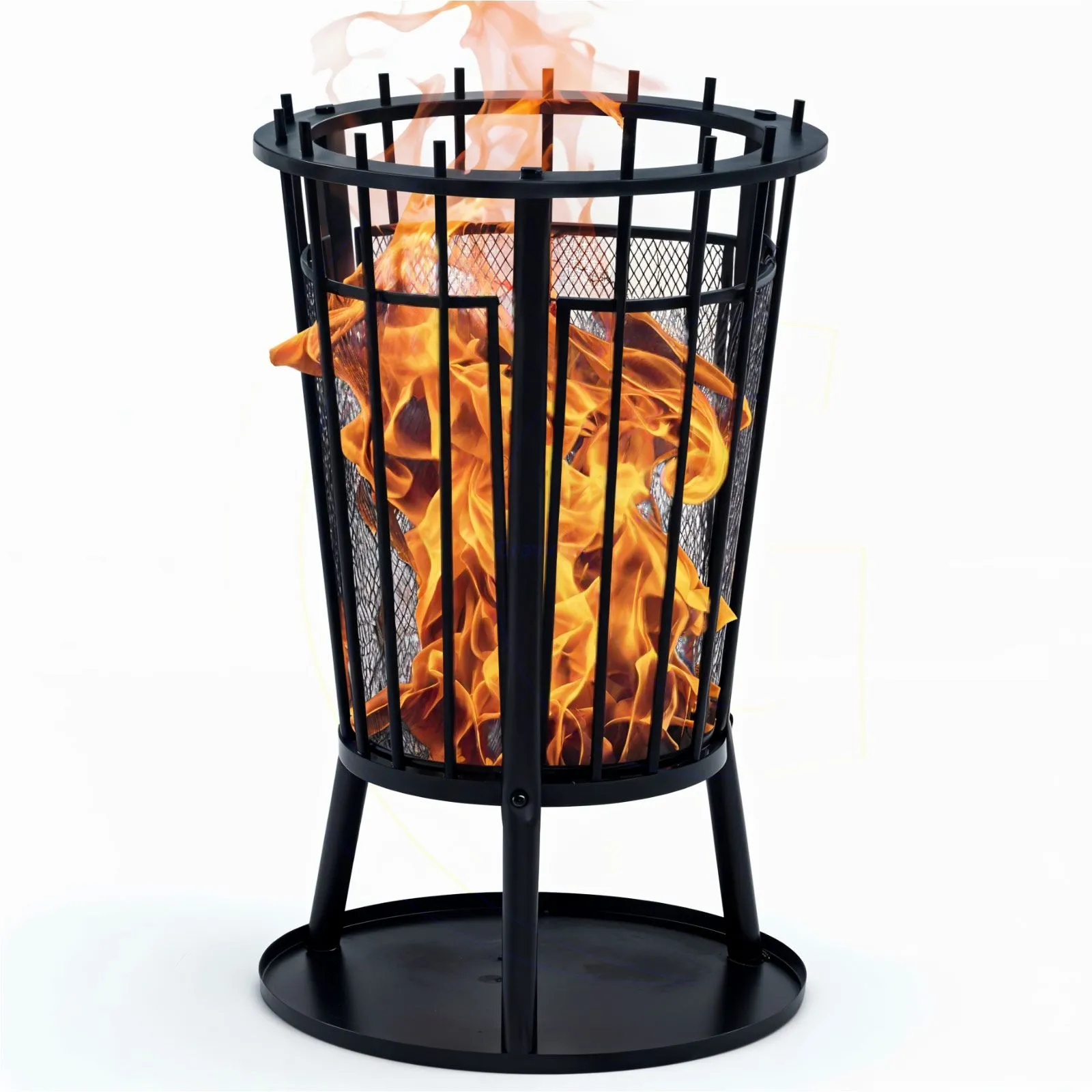 Feuerkorb mit Funkenschutz und Bodenplatte Ø40 cm für Garten Terrasse