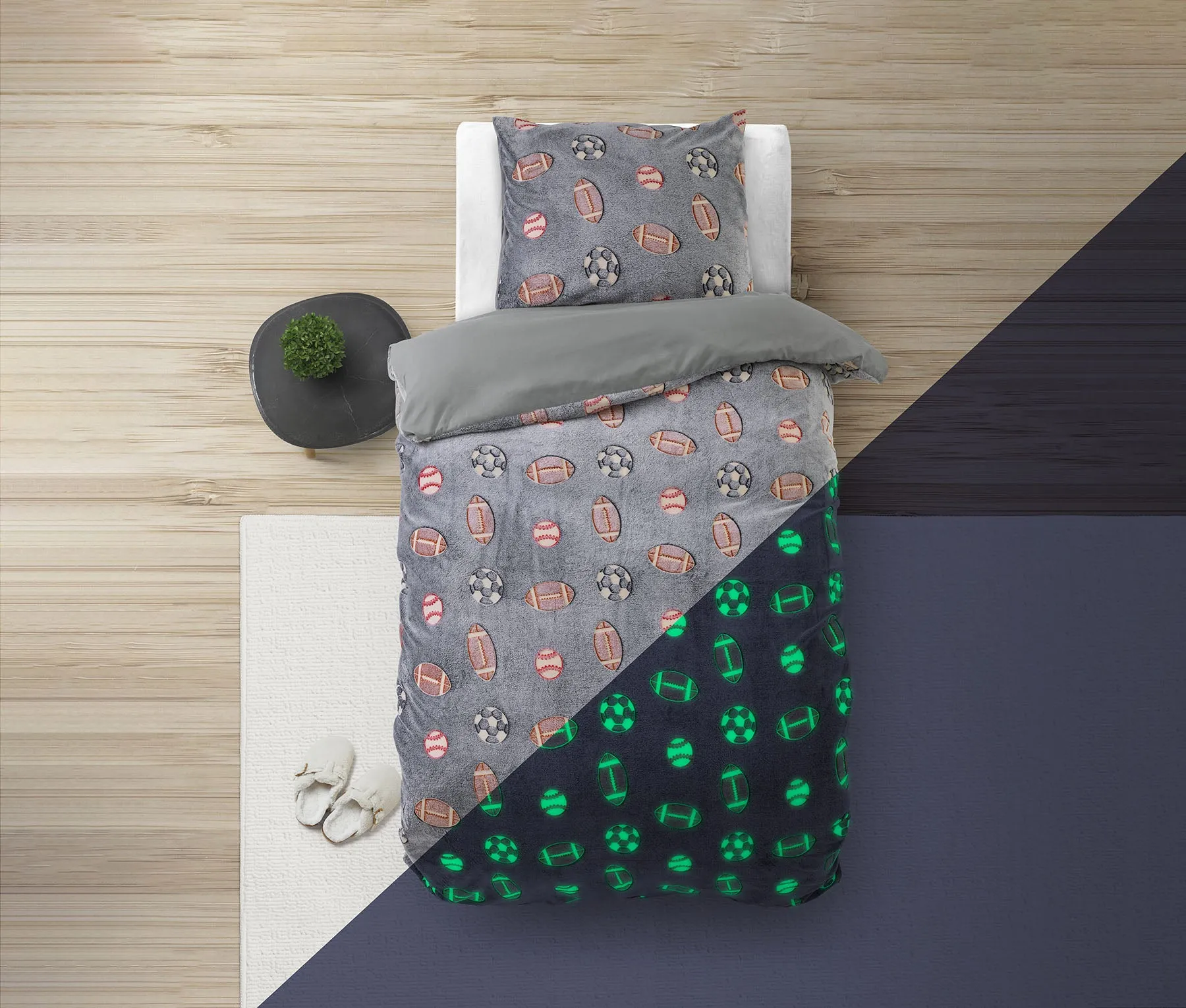 Kinderbettwäsche Glow in the Dark Sport